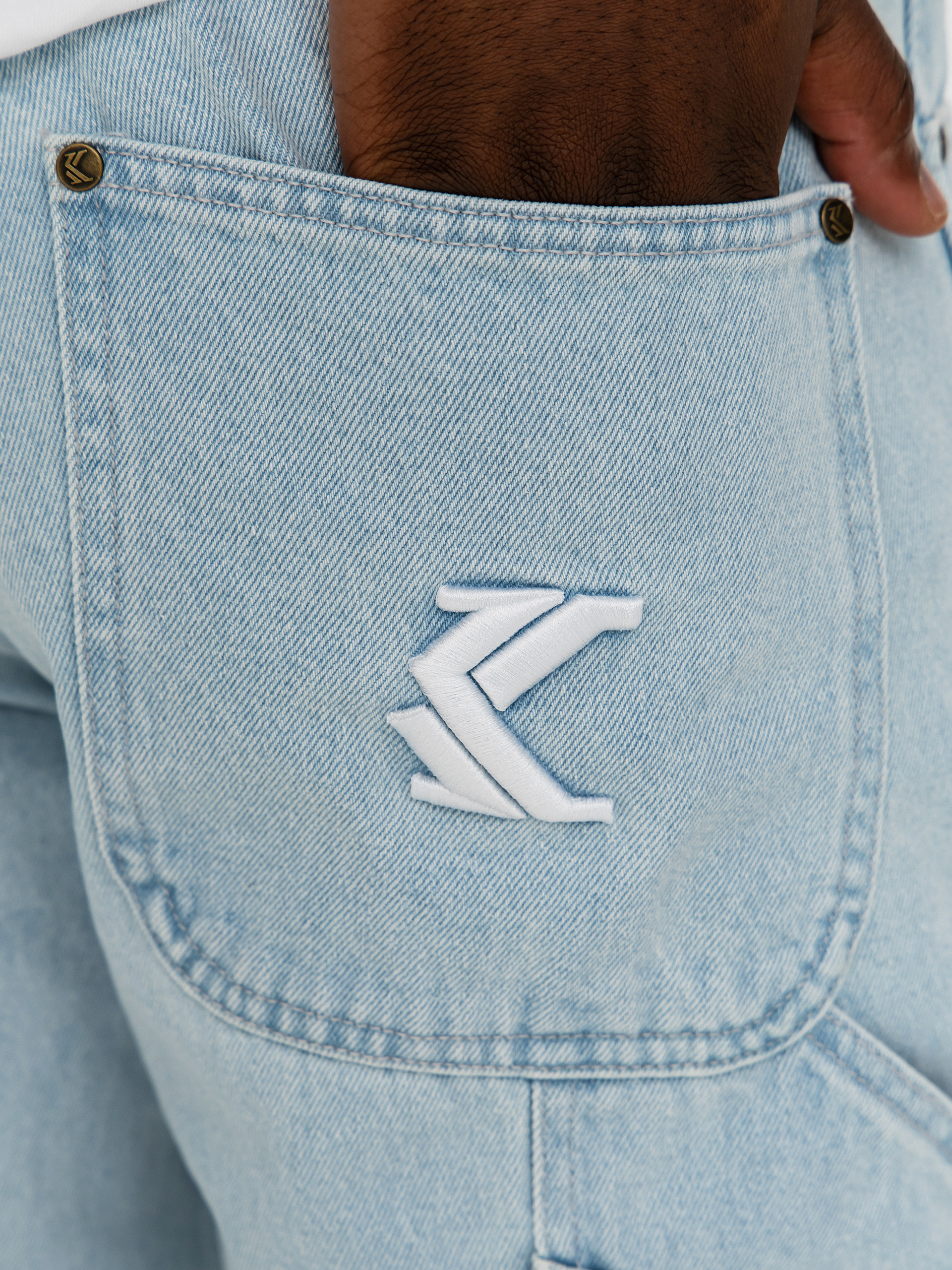 Pantaloni Karl Kani Retro Tapered Workwear Denim (bleached blue)