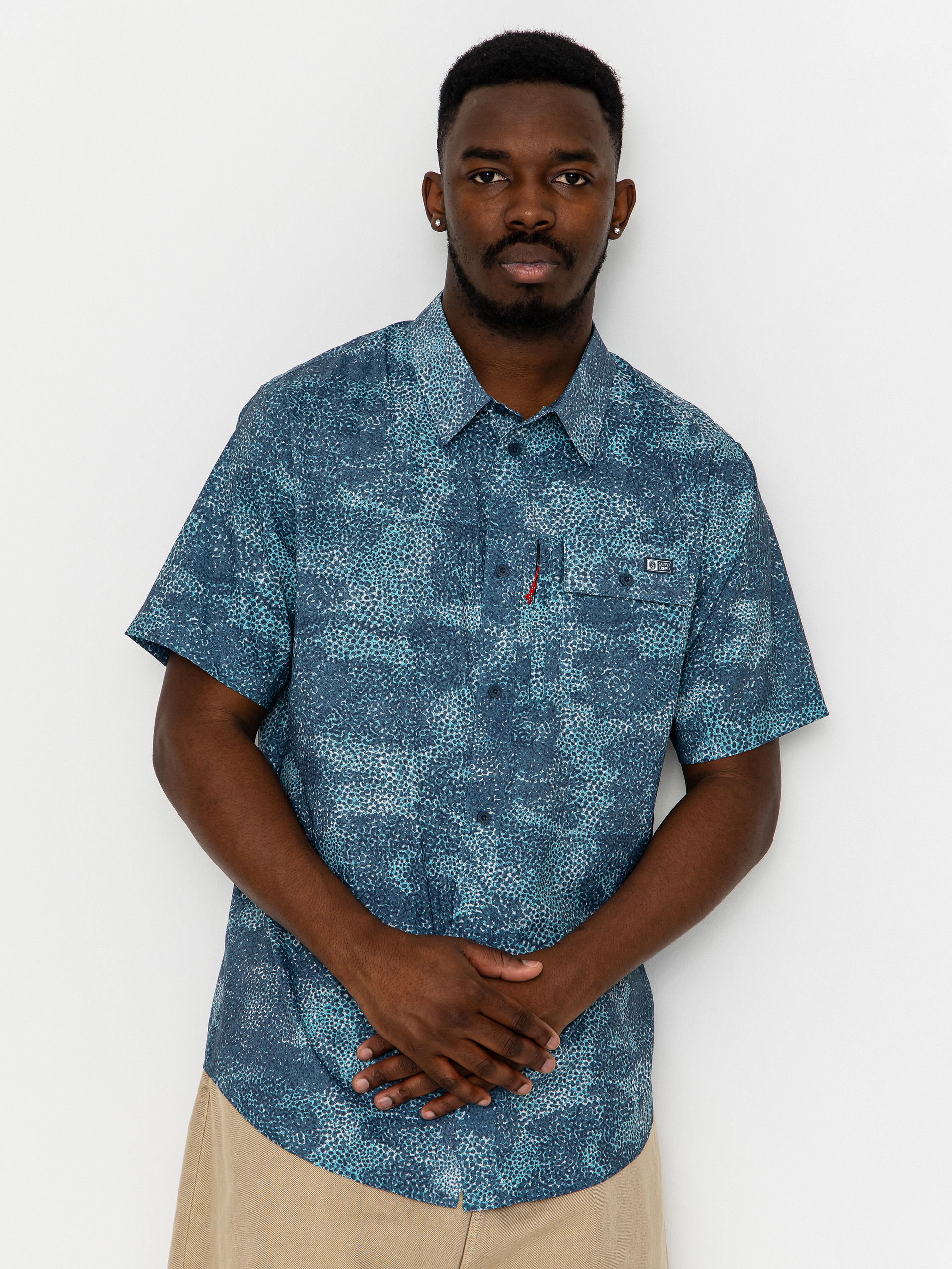 Cu0103mau0219u0103 Salty Crew Flagship Uv Button Up (dark navy)