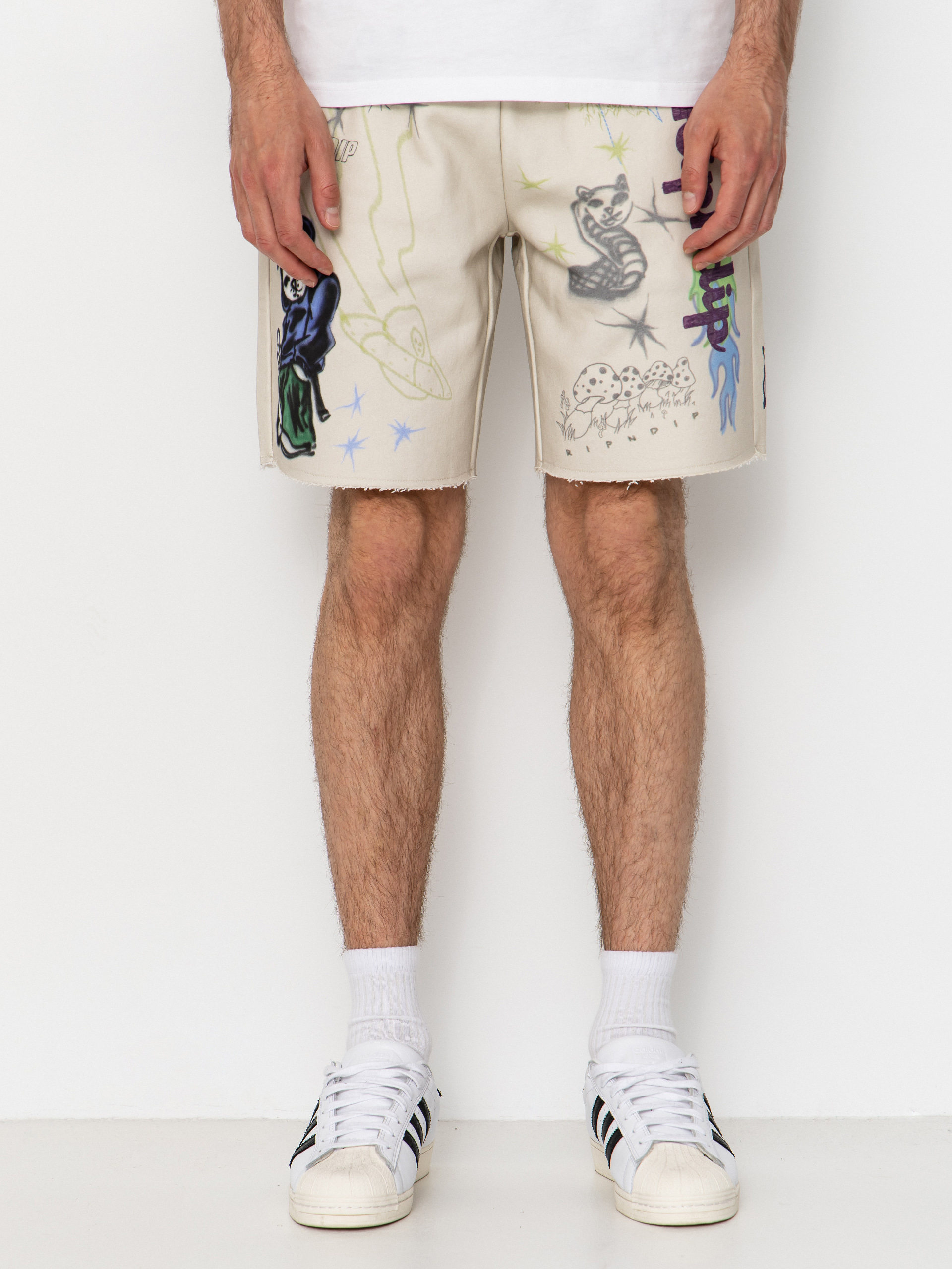 Pantaloni scurți RipNDip Goosebumps Raw Edge (bone)