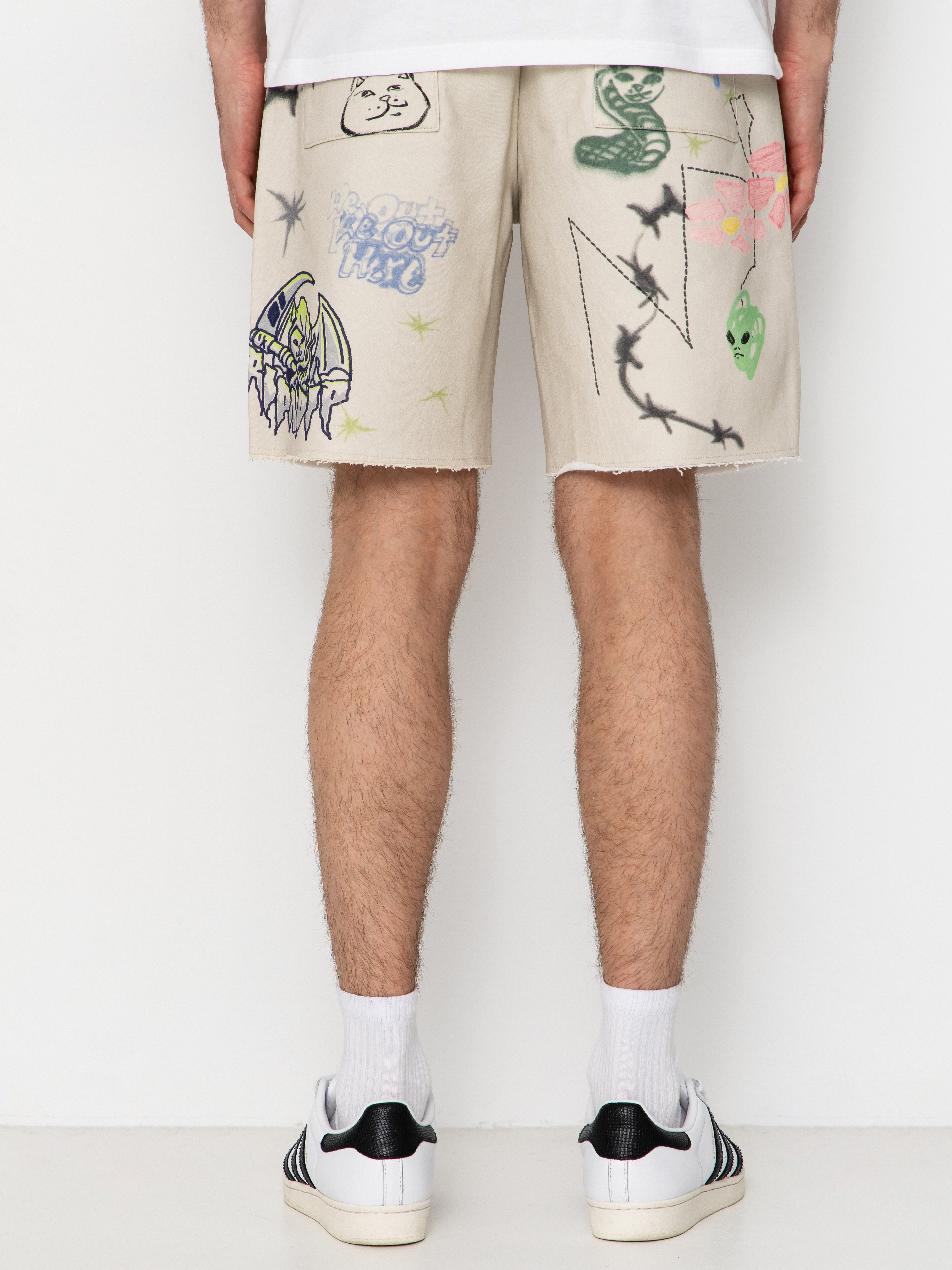 Pantaloni scurți RipNDip Goosebumps Raw Edge (bone)
