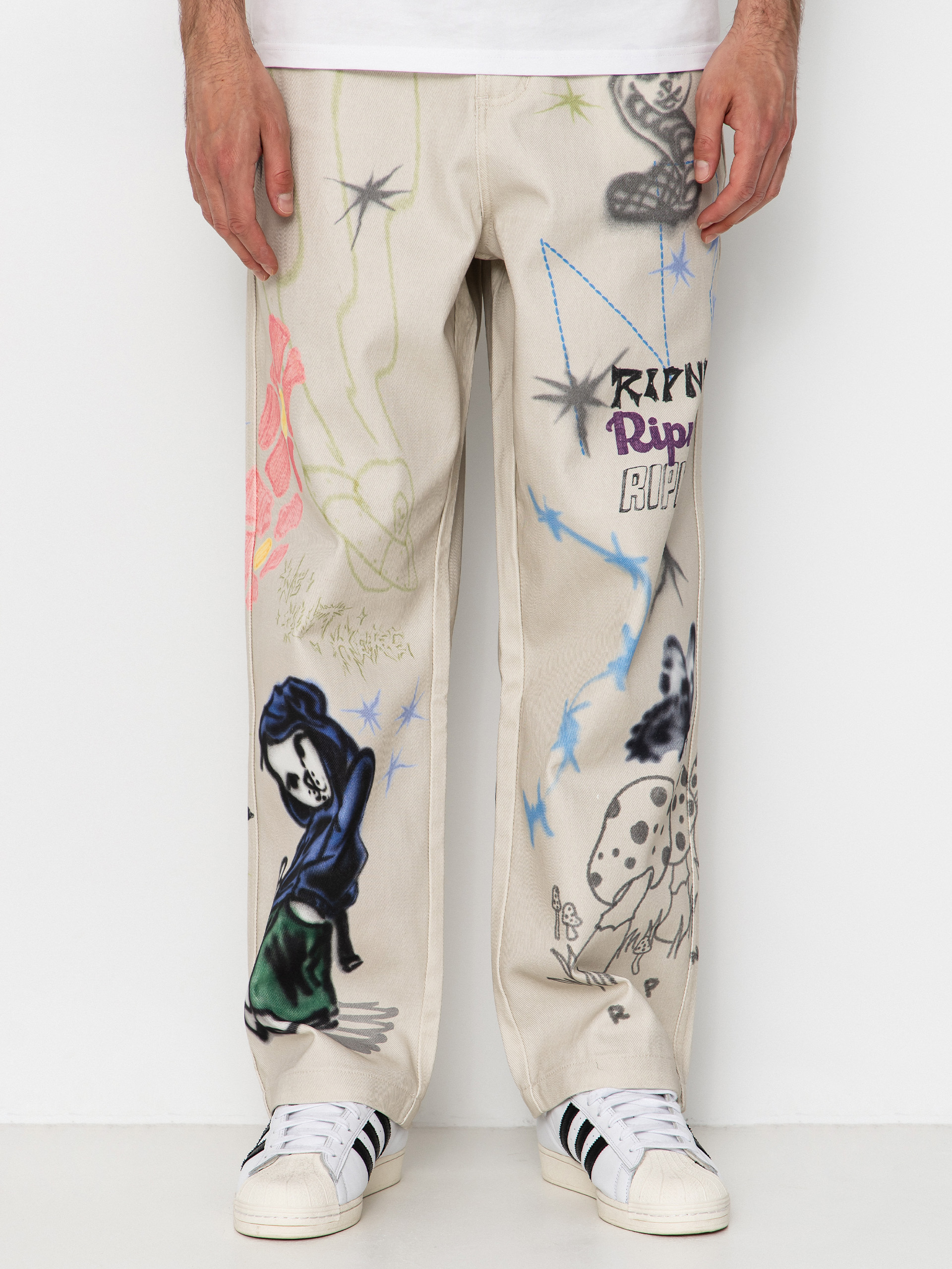 Pantaloni RipNDip Goosebumps Wide Fit (bone)