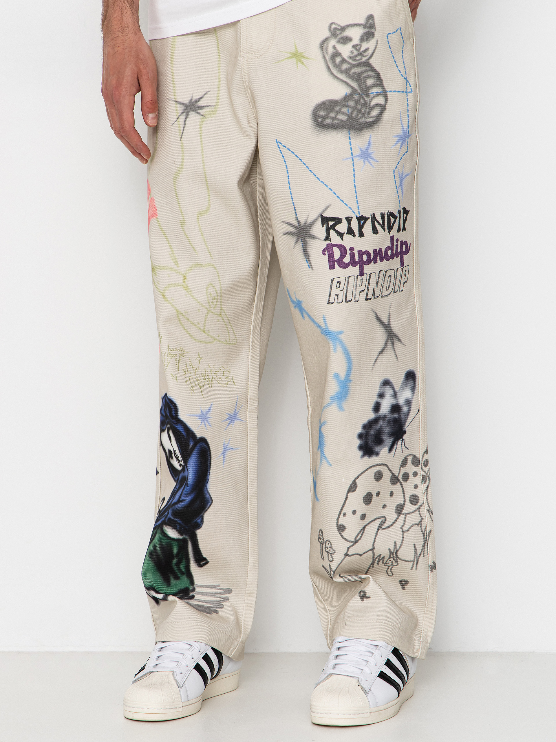 Pantaloni RipNDip Goosebumps Wide Fit (bone)
