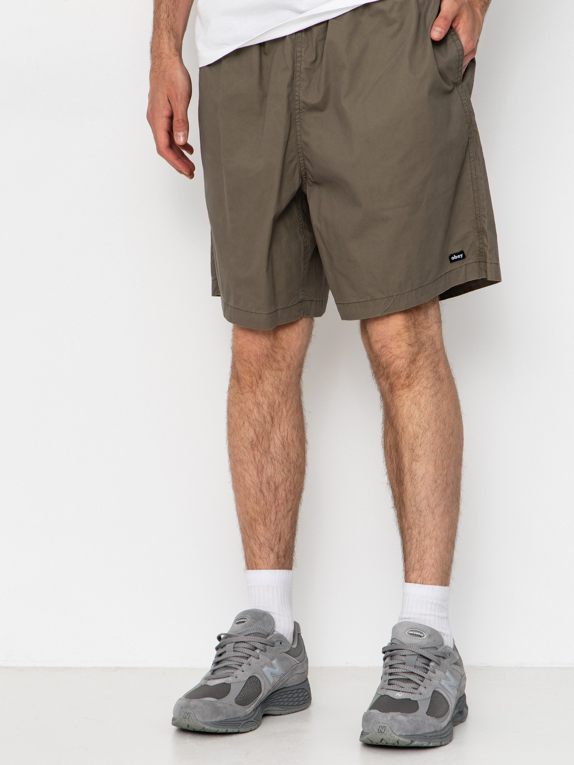 Pantaloni scurți OBEY Easy Trail (smokey olive faded wash)