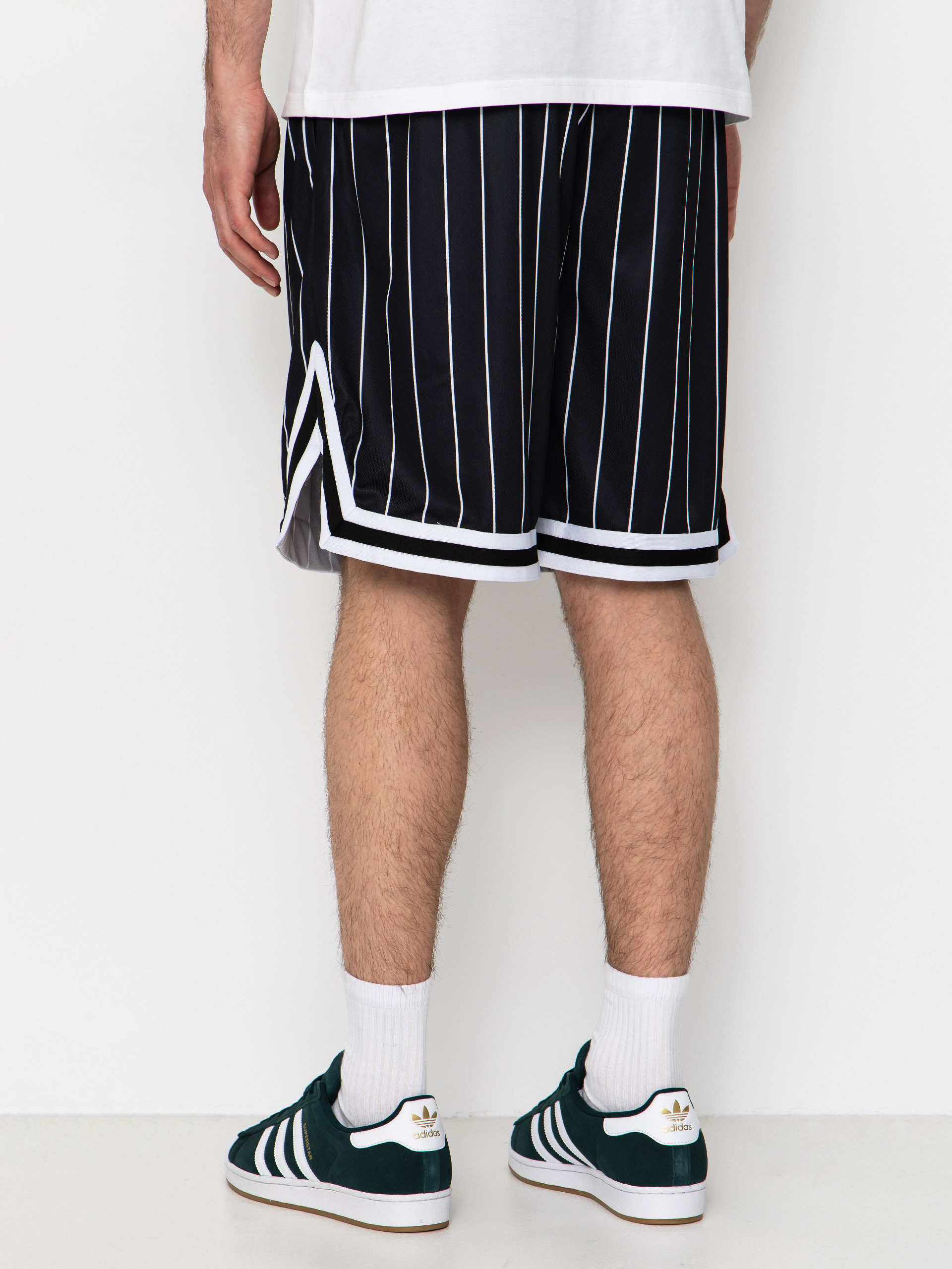 Pantaloni scurți Karl Kani Small Signature Pinstripe Mesh (black/white)