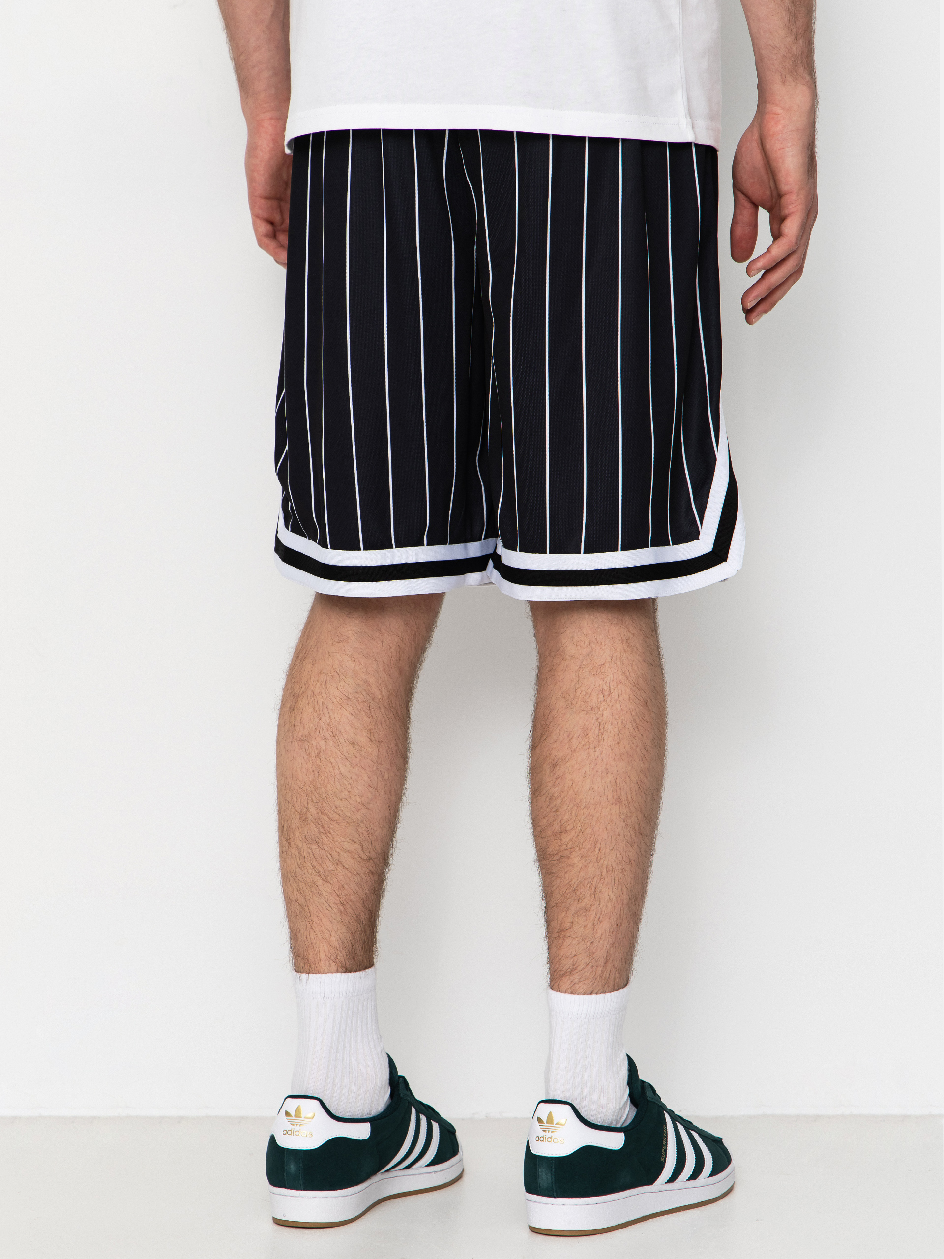 Pantaloni scurți Karl Kani Small Signature Pinstripe Mesh (black/white)