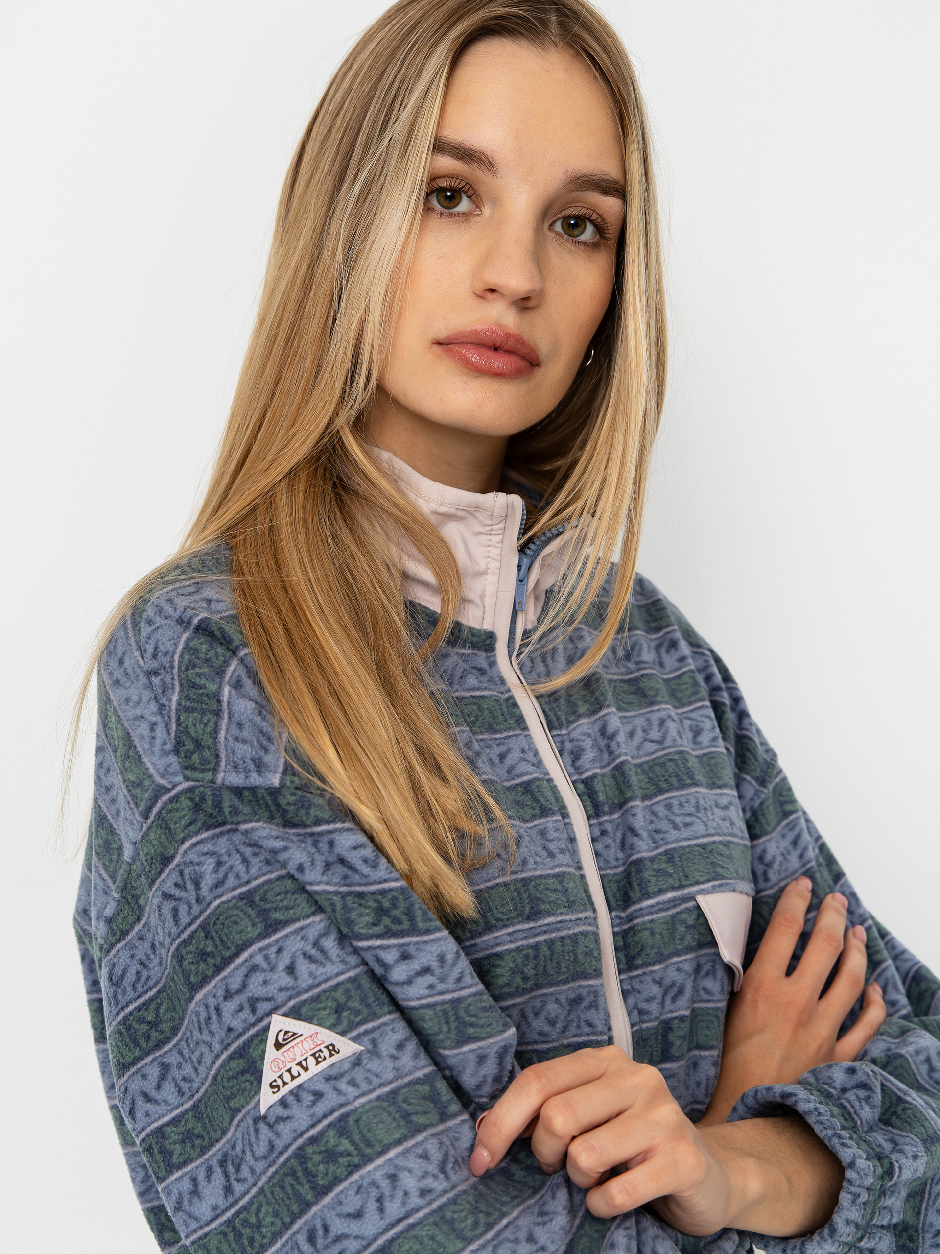 Pentru femei Hanorac din fleece Quiksilver Kedai FZ (ashley blue kedai stripe)