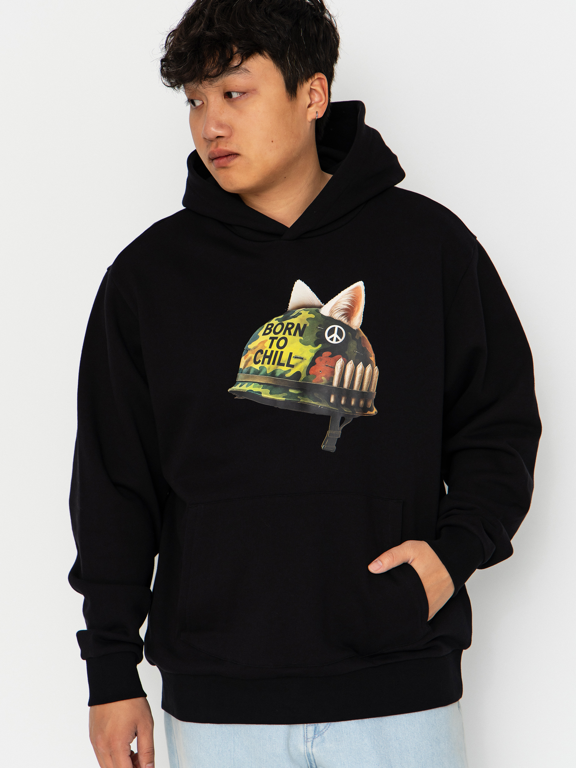 Hanorac cu glugă RipNDip Born To Chill HD (black wash)
