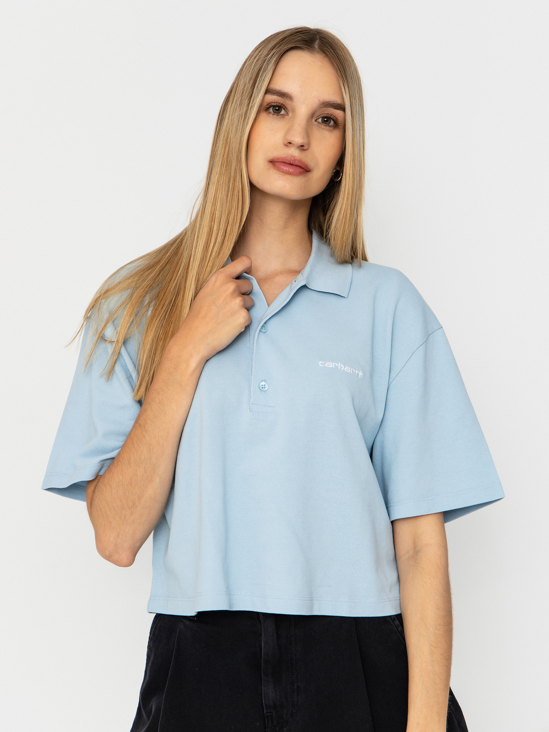 Tricou Carhartt WIP Script Polo Wmn (icaria/white)