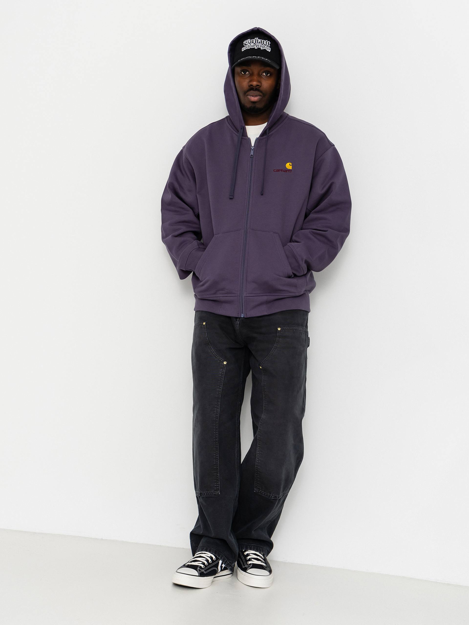 Hanorac cu glugă Carhartt WIP American Script ZHD (shady purple)