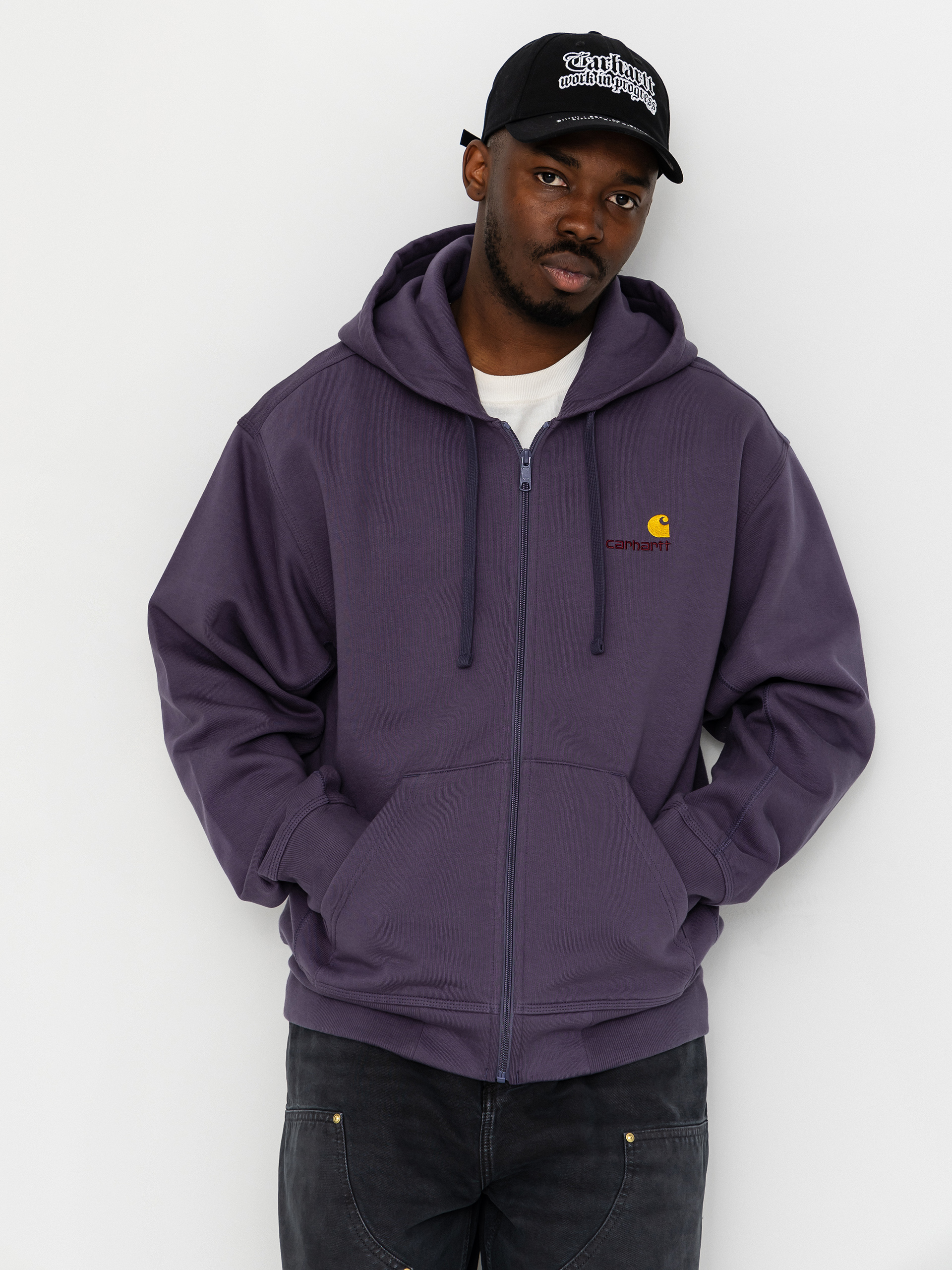 Hanorac cu glugă Carhartt WIP American Script ZHD (shady purple)
