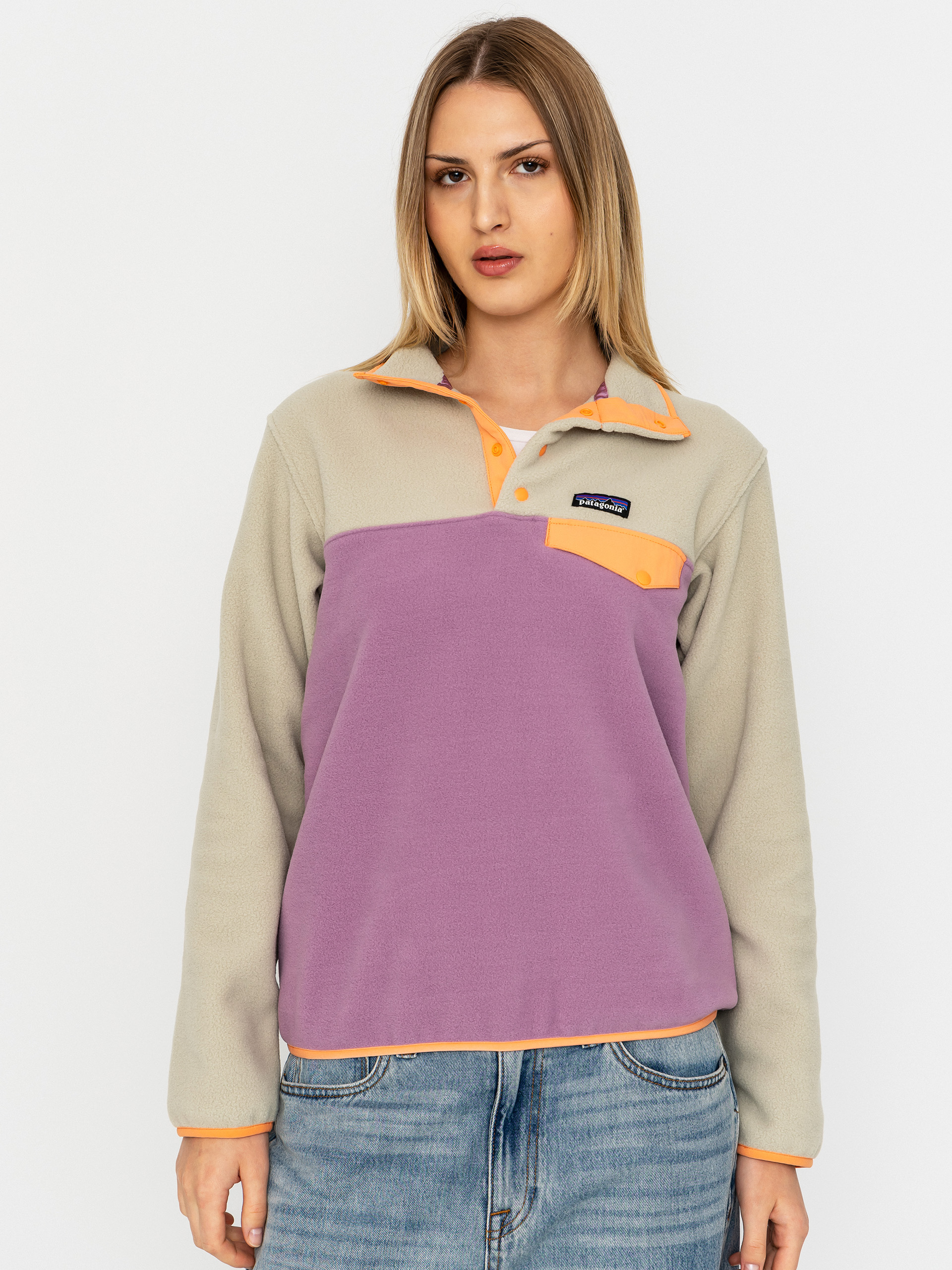 Hanorac din fleece Patagonia Lightweight Synchilla Snap T Wmn (light violet)