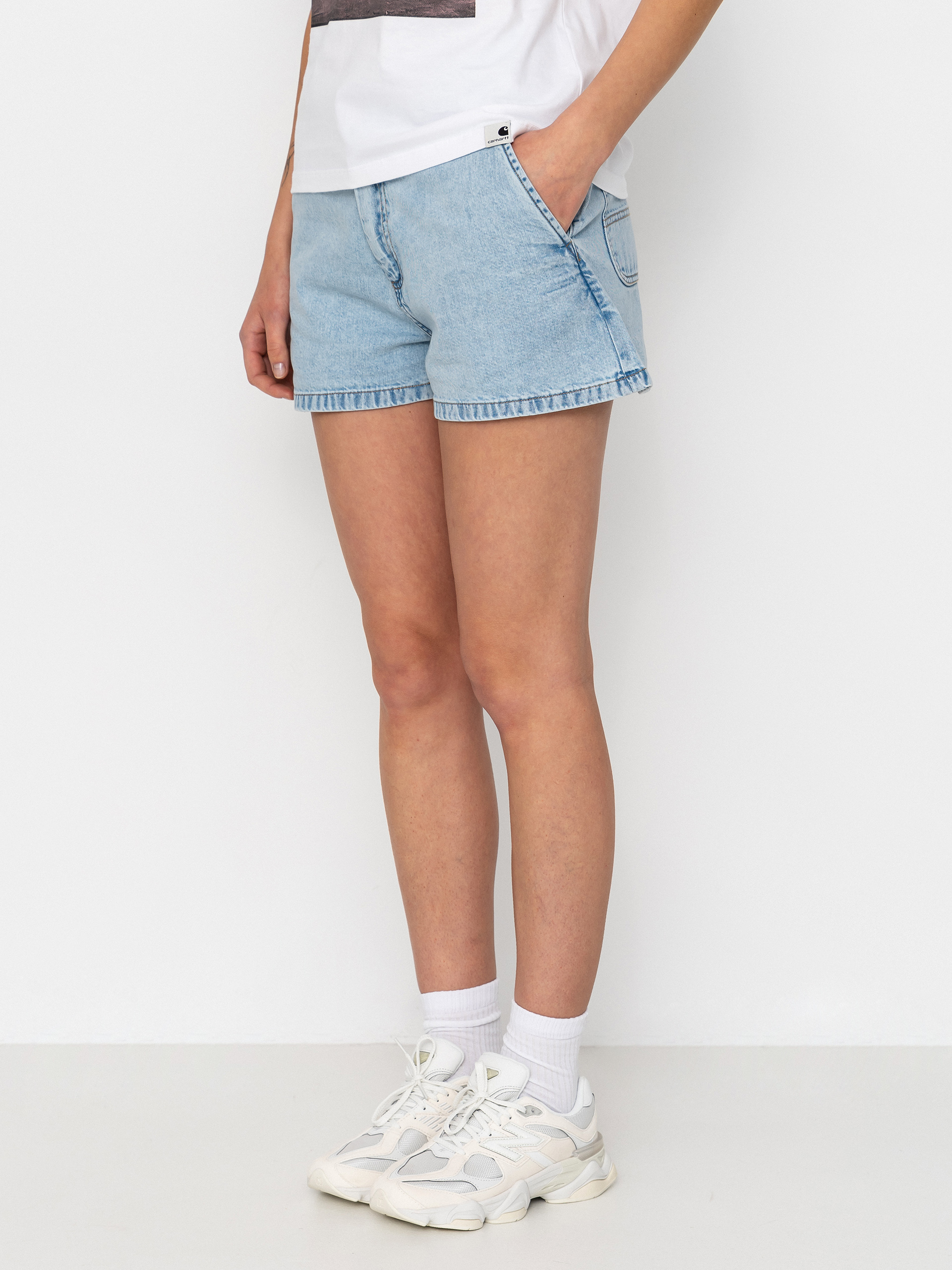Pantaloni scurți Carhartt WIP Lova Wmn (blue stone bleached)