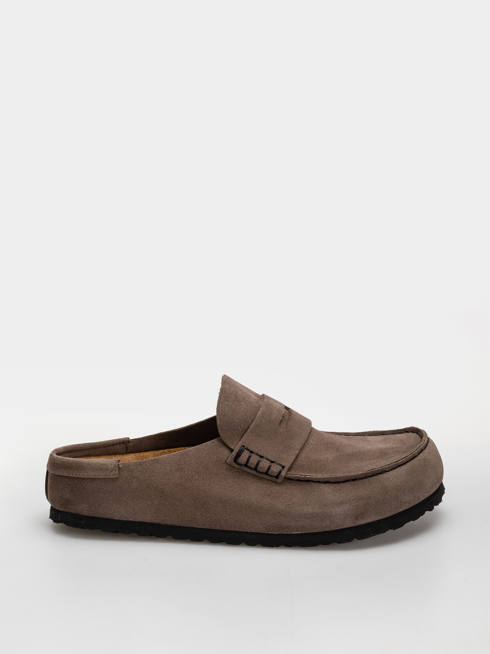 Șlapi Birkenstock Naples Wrapped Suede Leather Regular (concrete gray)