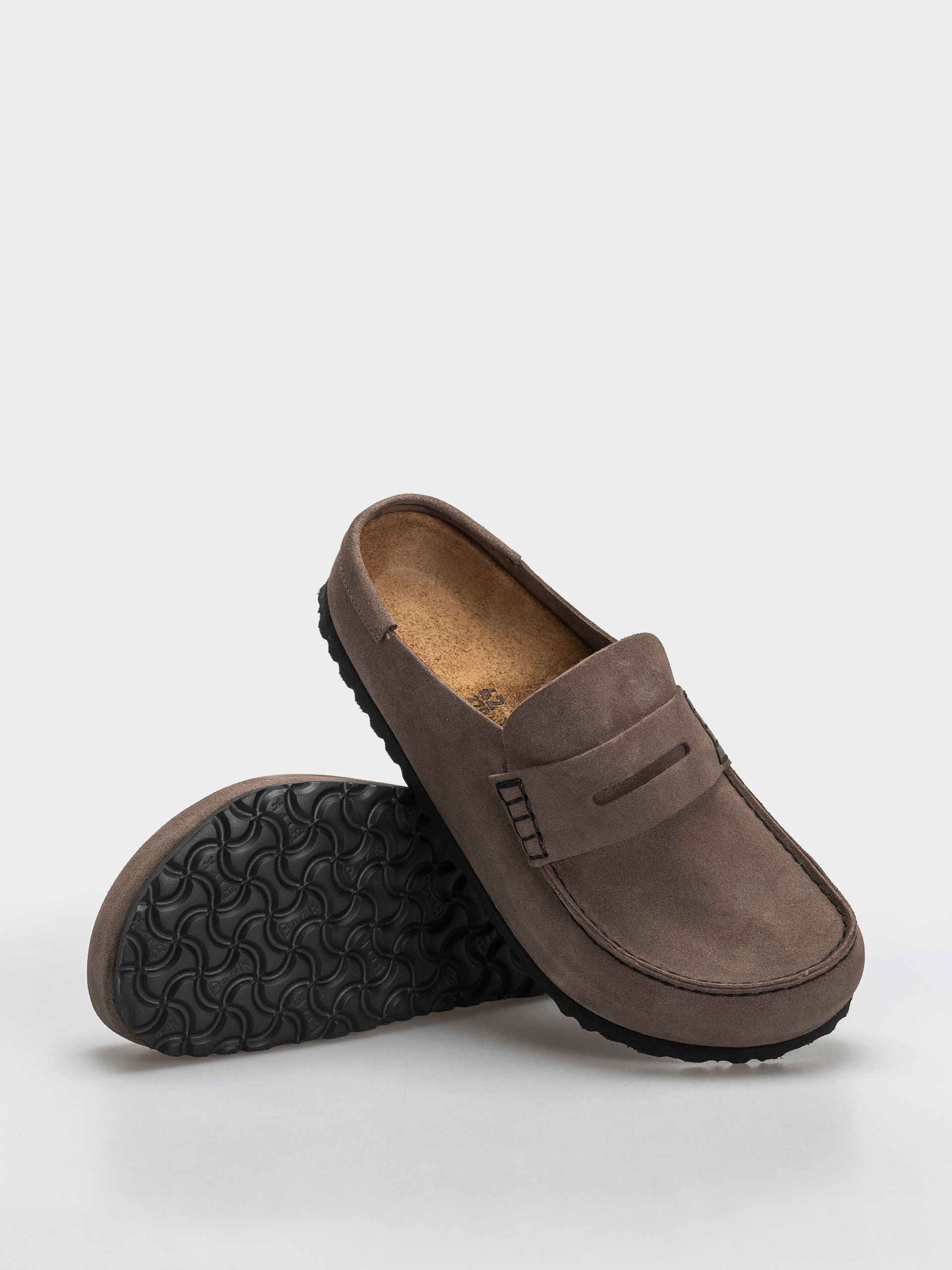 Șlapi Birkenstock Naples Wrapped Suede Leather Regular (concrete gray)