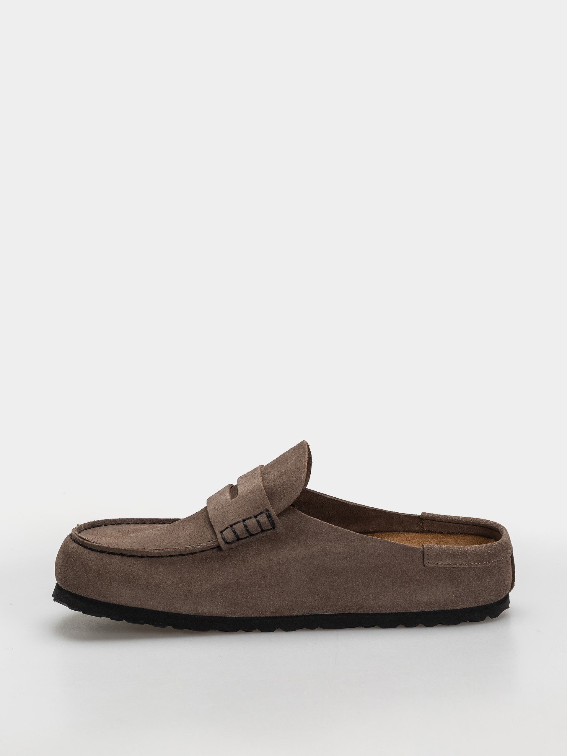 Șlapi Birkenstock Naples Wrapped Suede Leather Regular (concrete gray)
