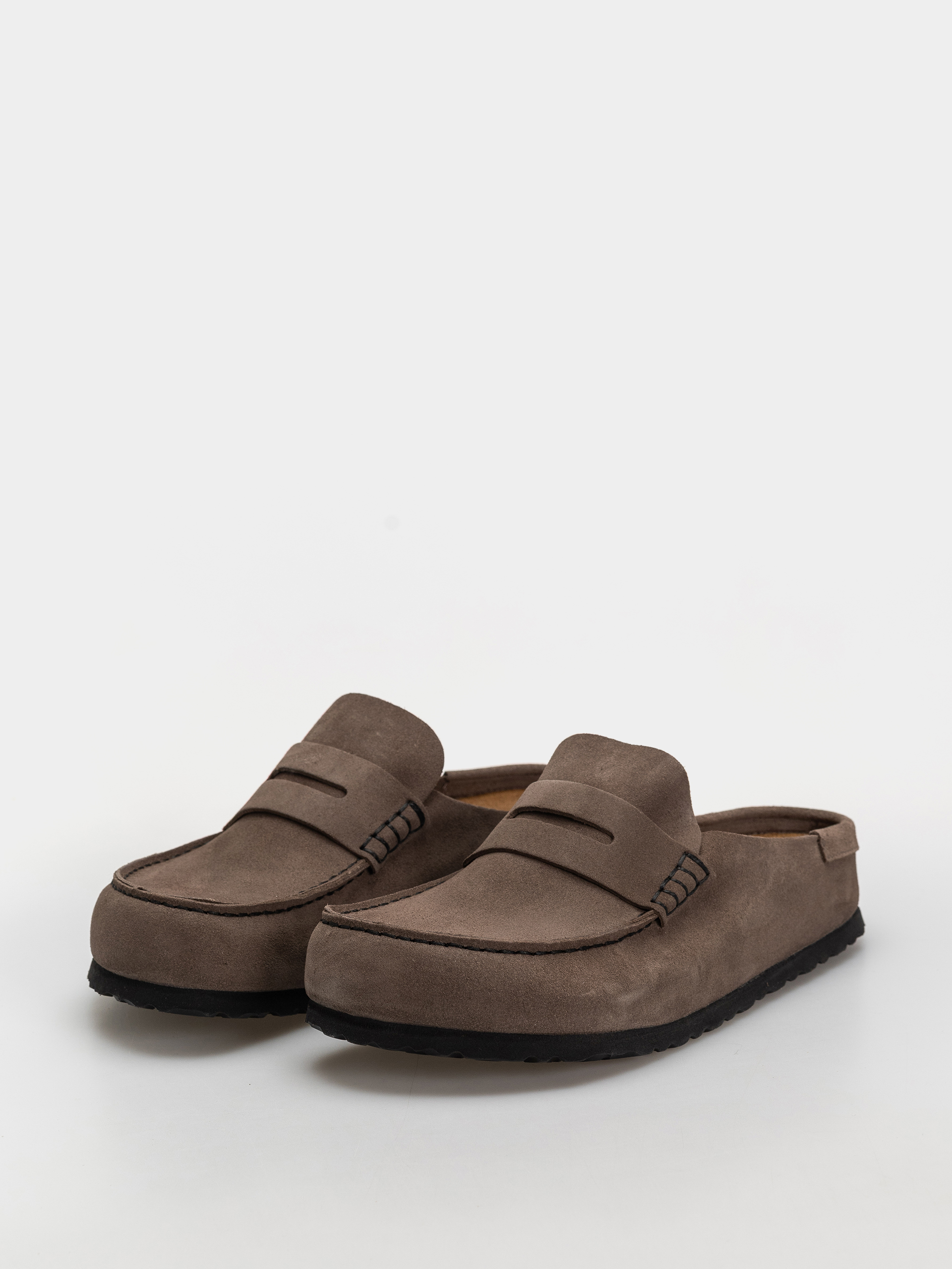 Șlapi Birkenstock Naples Wrapped Suede Leather Regular (concrete gray)