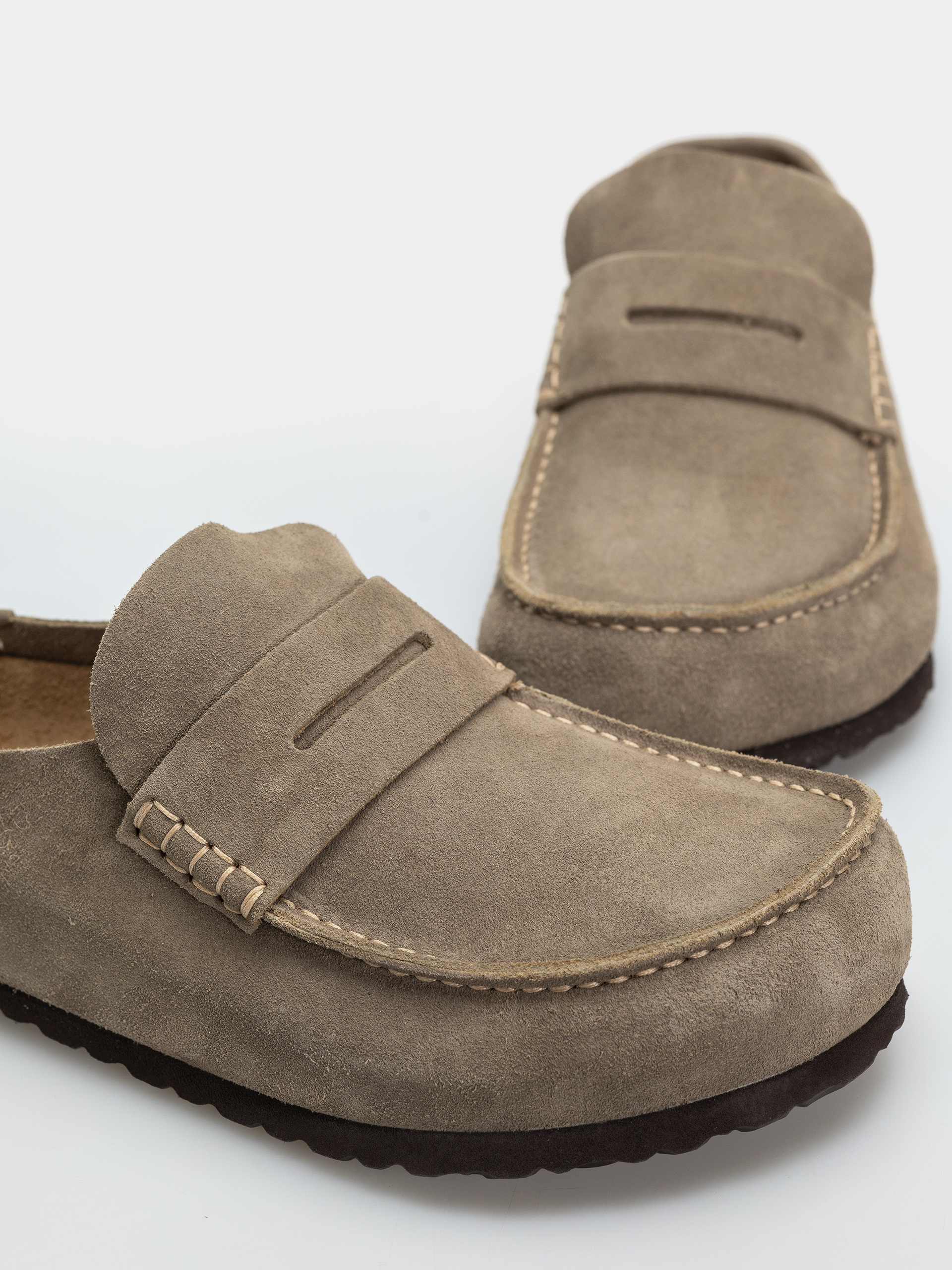 Șlapi Birkenstock Naples Wrapped Suede Leather Regular (taupe)