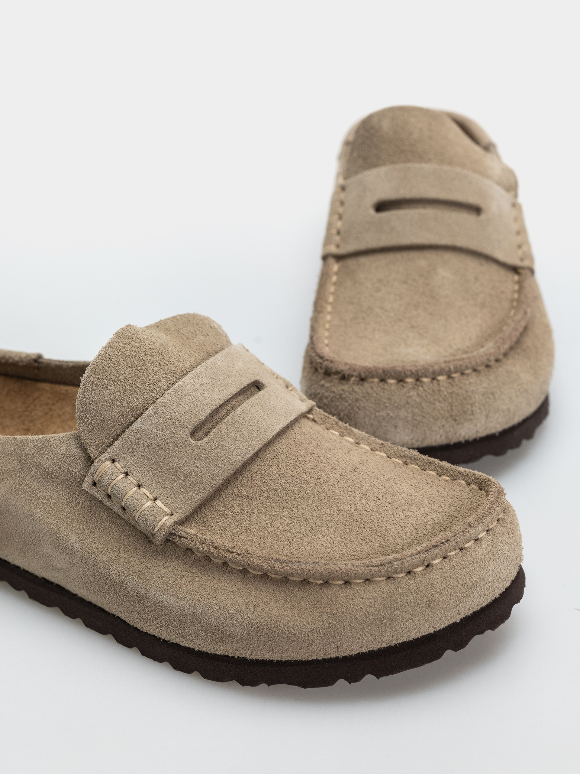 Șlapi Birkenstock Naples Wrapped Suede Leather Narrow (taupe)