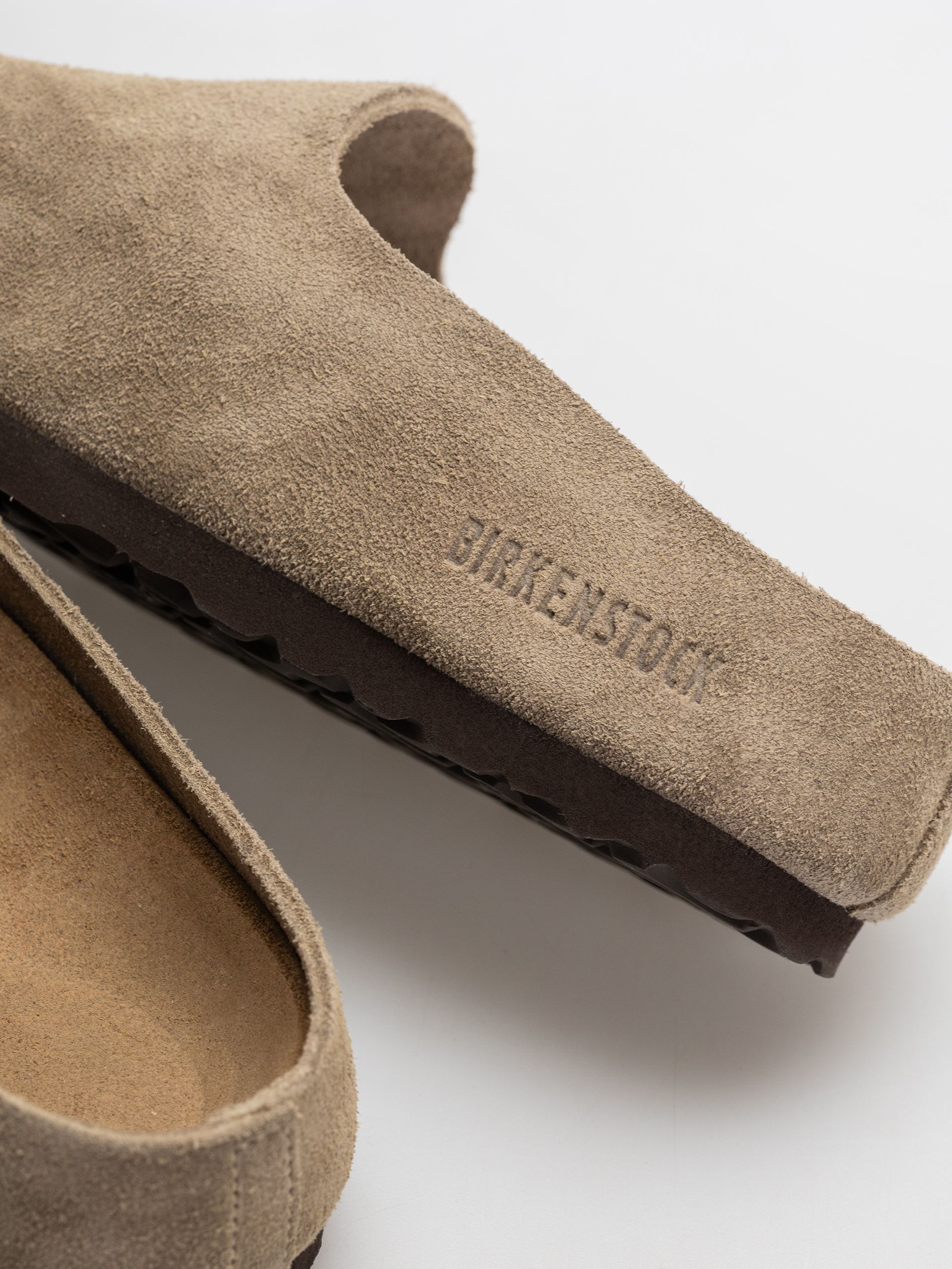 Șlapi Birkenstock Amsterdam Wrapped Suede Leather Narrow (taupe)