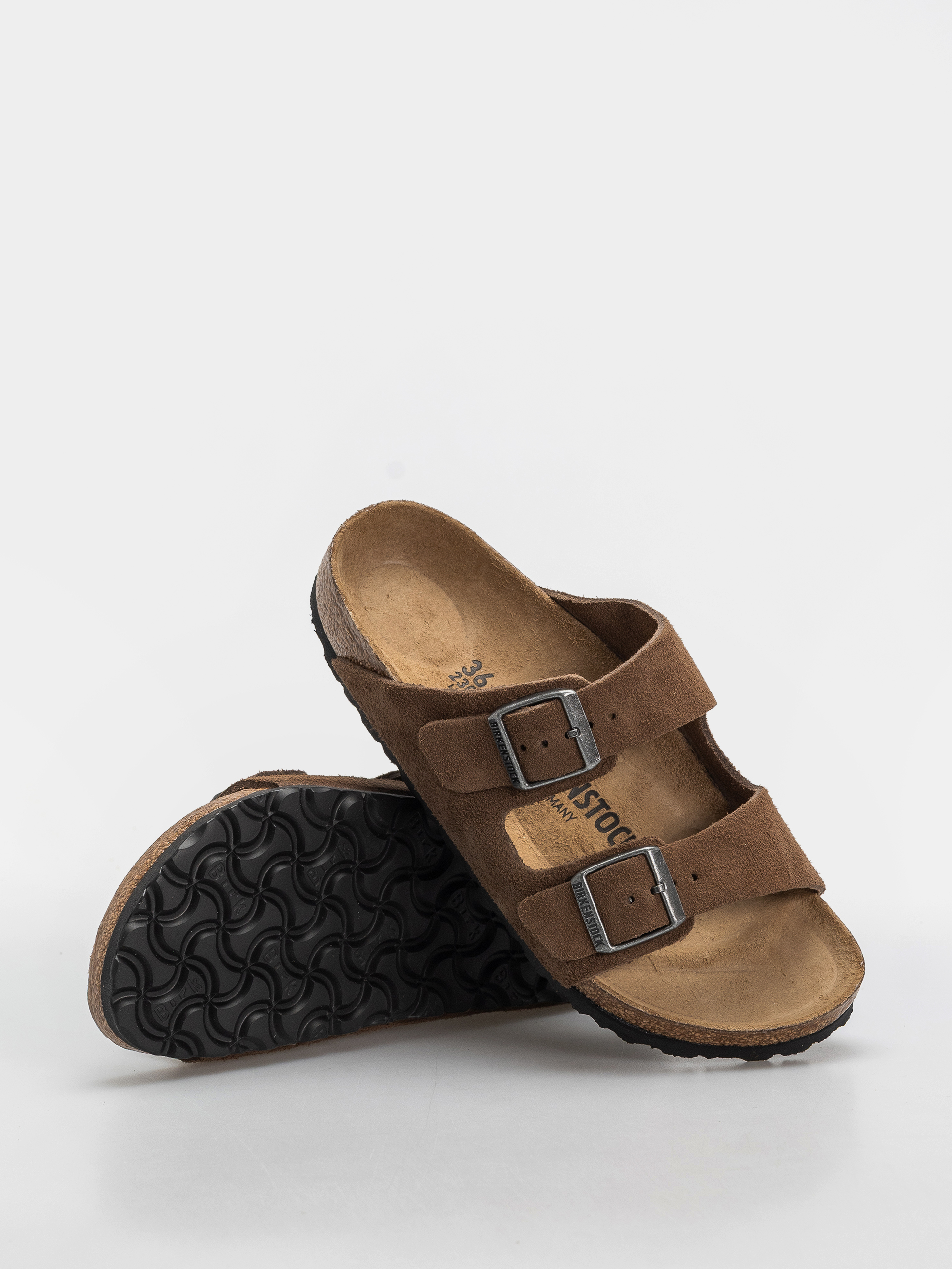 Șlapi Birkenstock Arizona Suede Leather Narrow (dark tea)