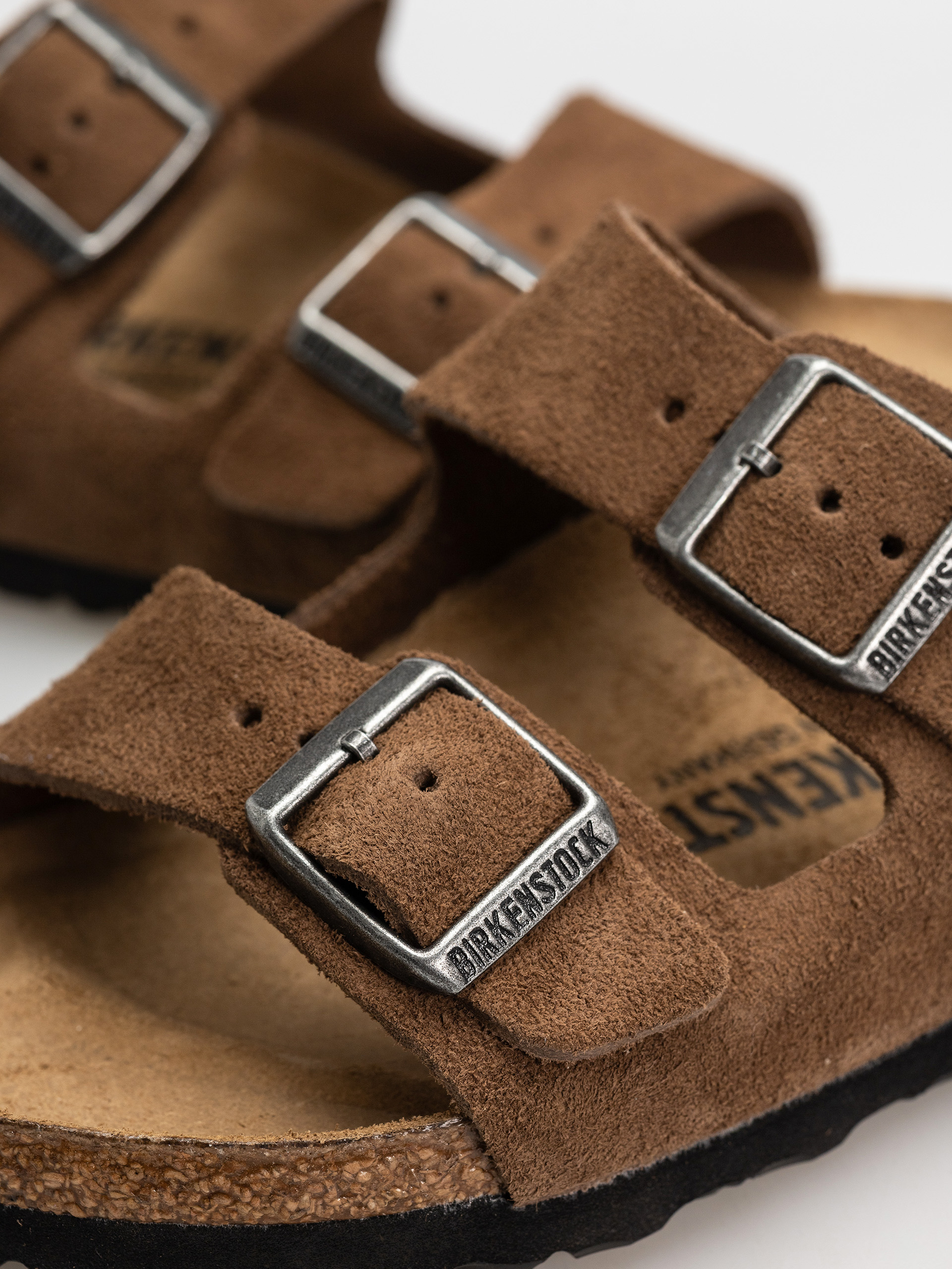 Șlapi Birkenstock Arizona Suede Leather Narrow (dark tea)