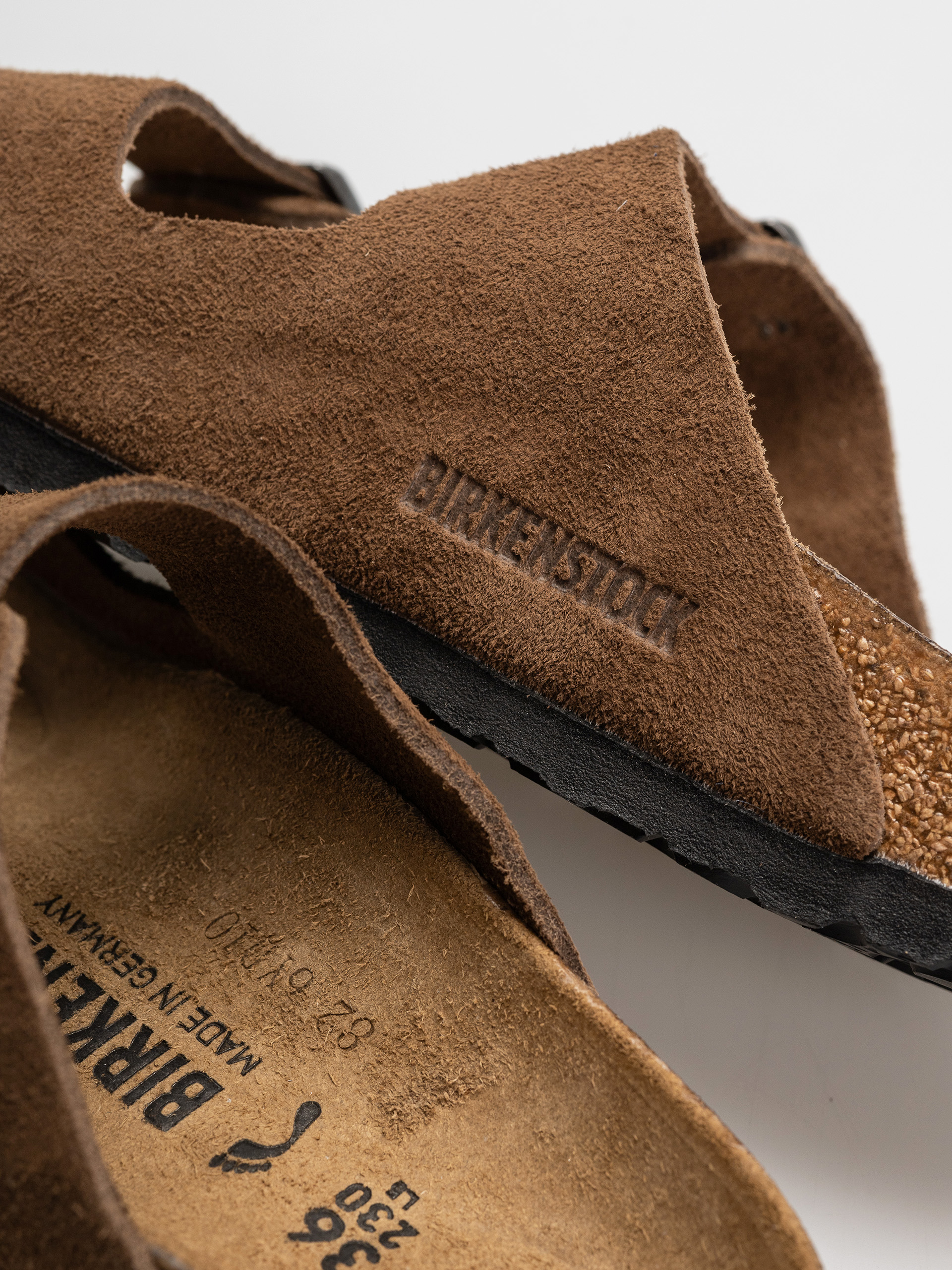 Șlapi Birkenstock Arizona Suede Leather Narrow (dark tea)