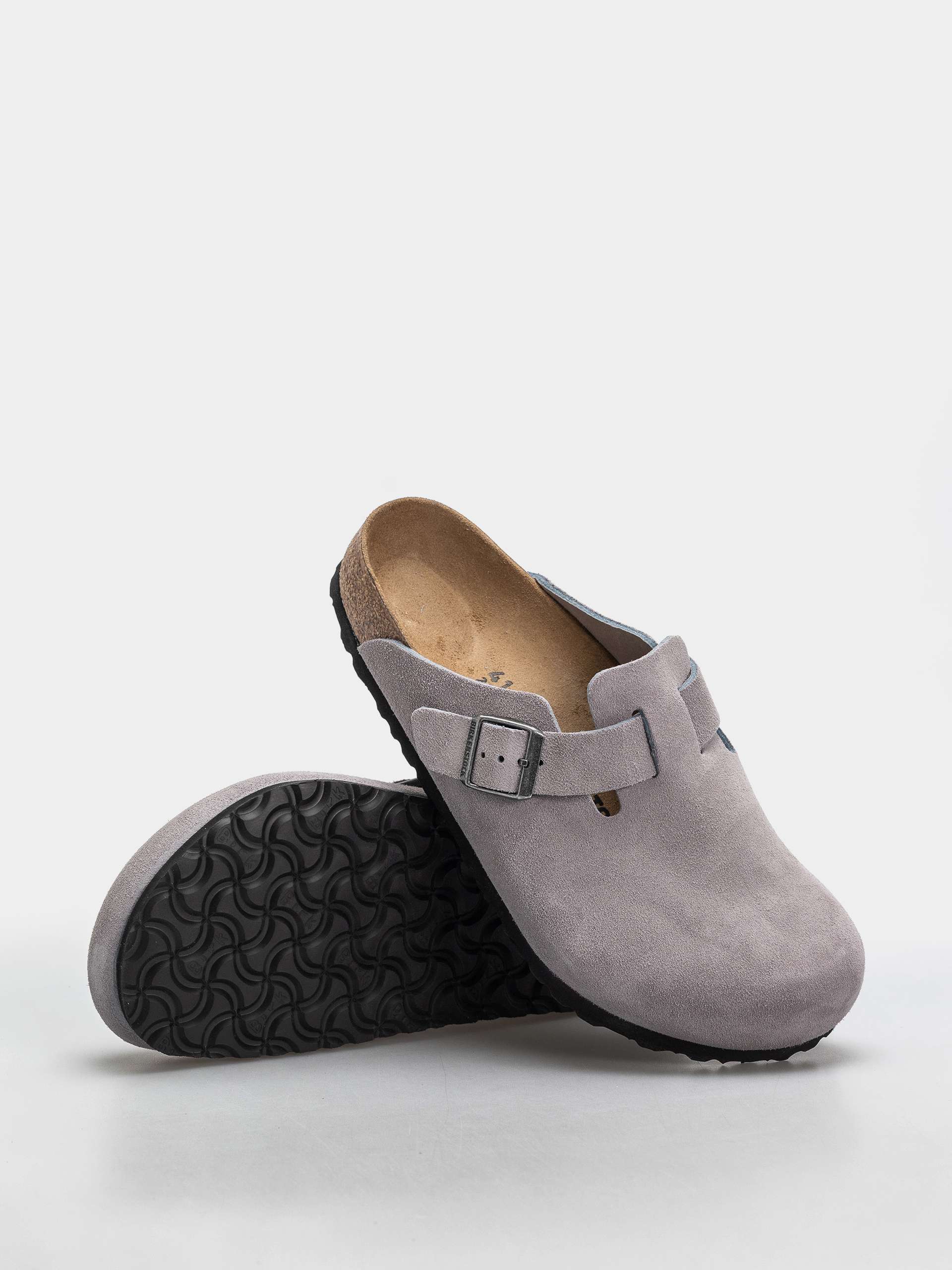 Șlapi Birkenstock Boston Suede Leather Regular (lavender sky)