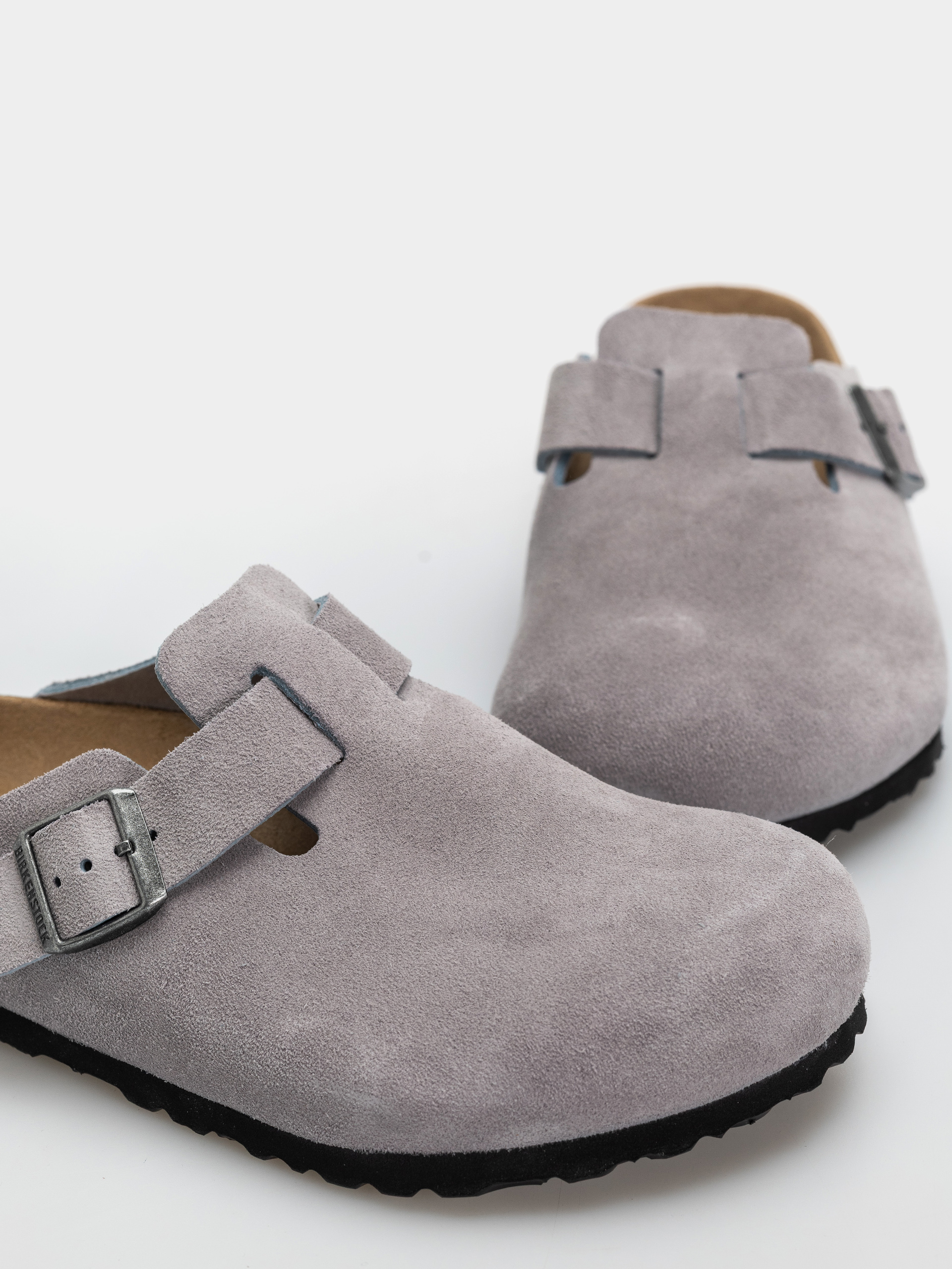 Șlapi Birkenstock Boston Suede Leather Regular (lavender sky)