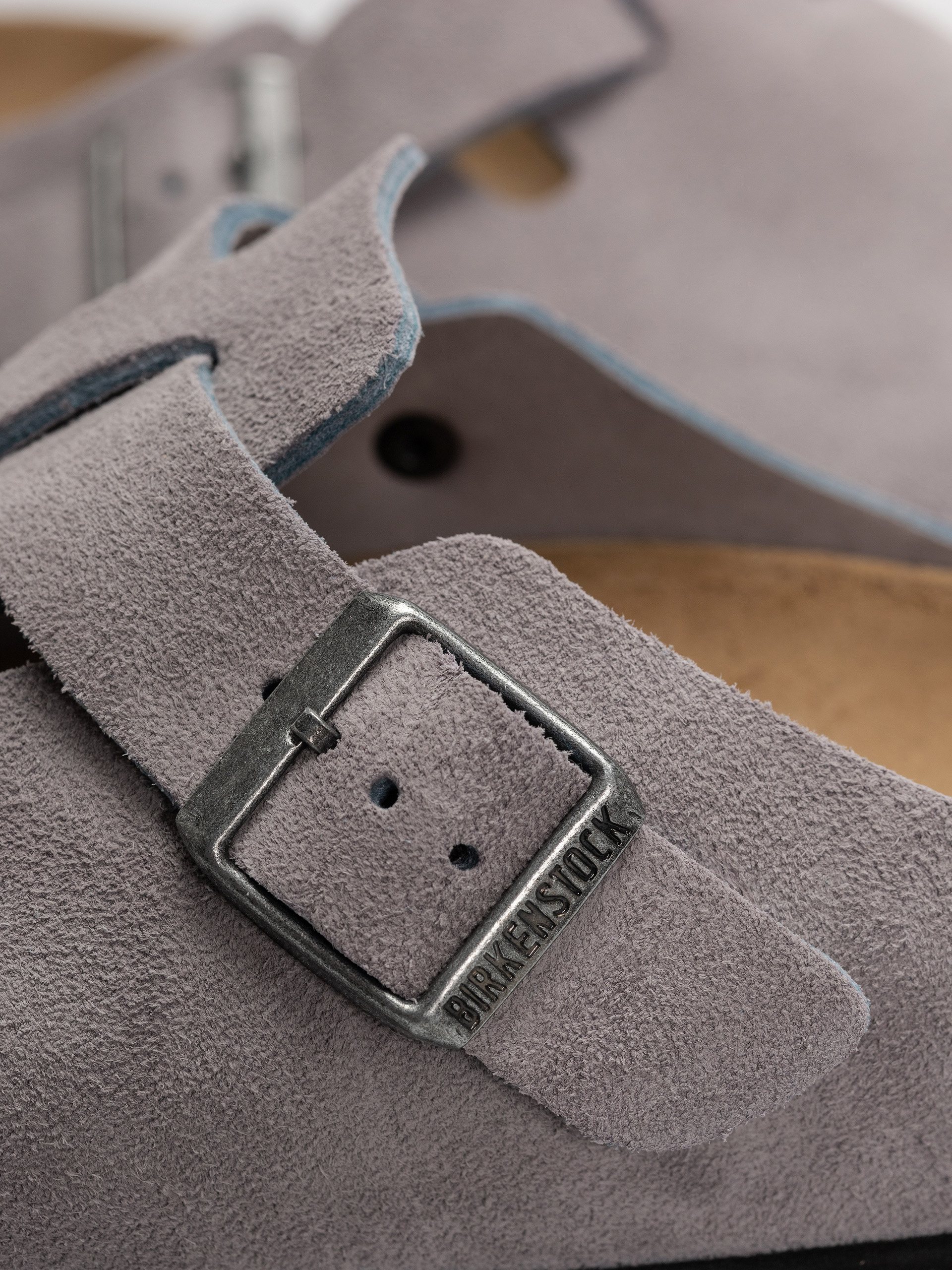 Șlapi Birkenstock Boston Suede Leather Regular (lavender sky)