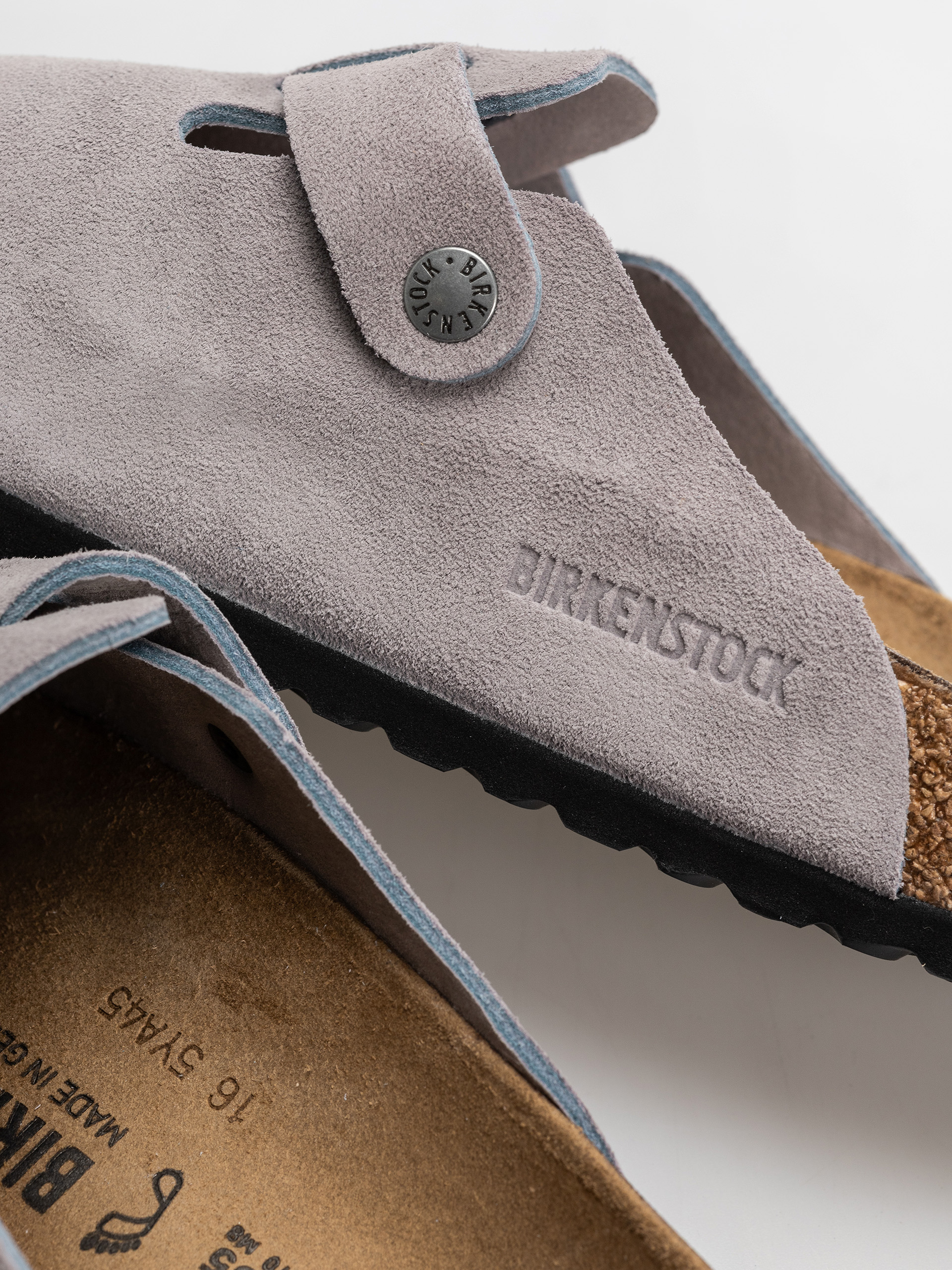 Șlapi Birkenstock Boston Suede Leather Regular (lavender sky)