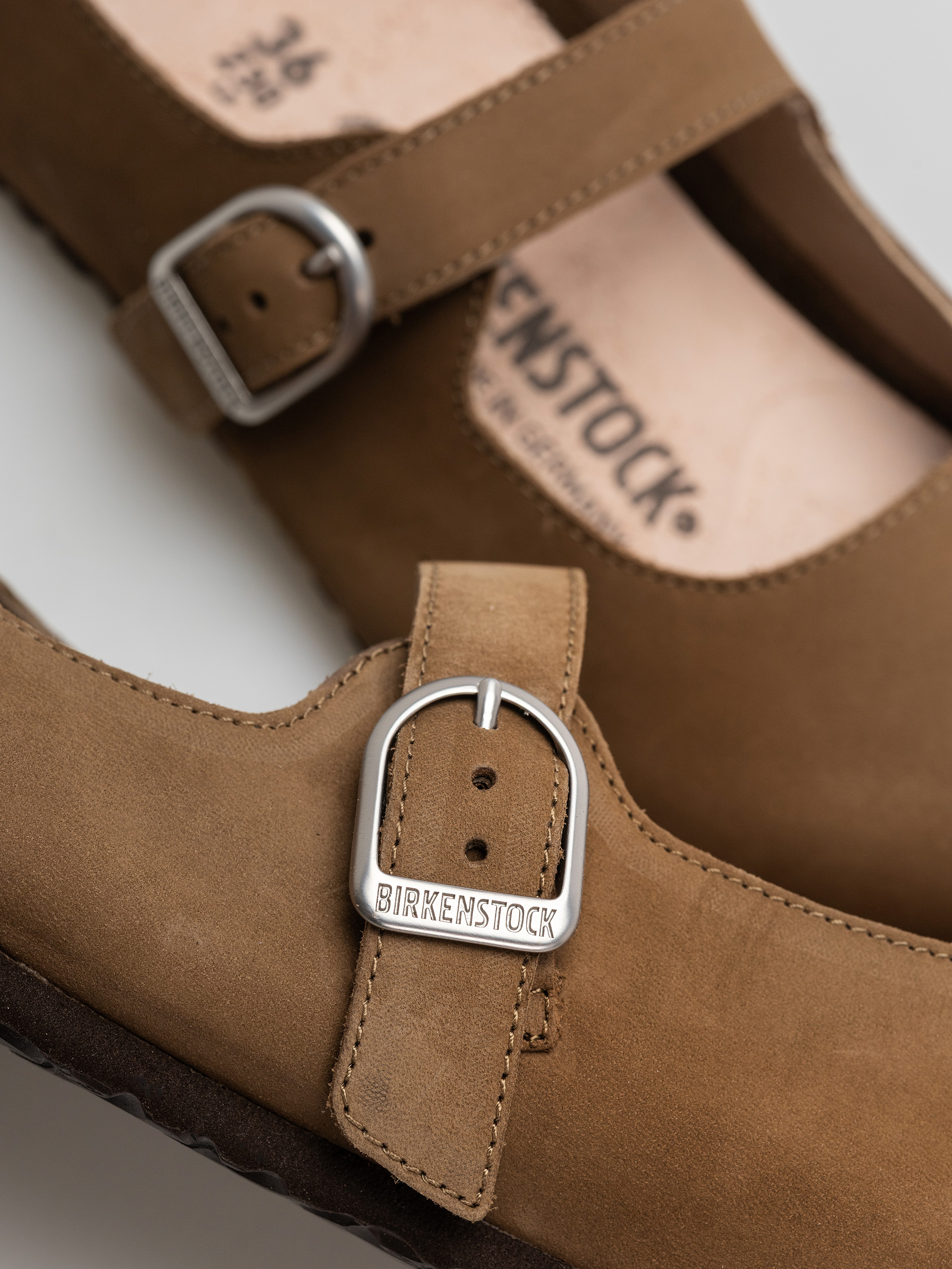 Șlapi Birkenstock Santa Clarita Nubuck Leather Narrow Wmn (dark tea)