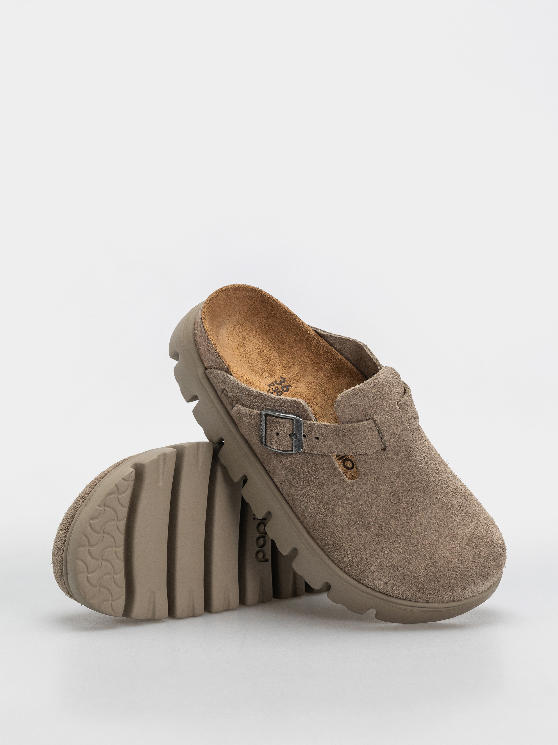 Șlapi Birkenstock Boston Chunky Suede Leather Narrow Wmn (taupe)