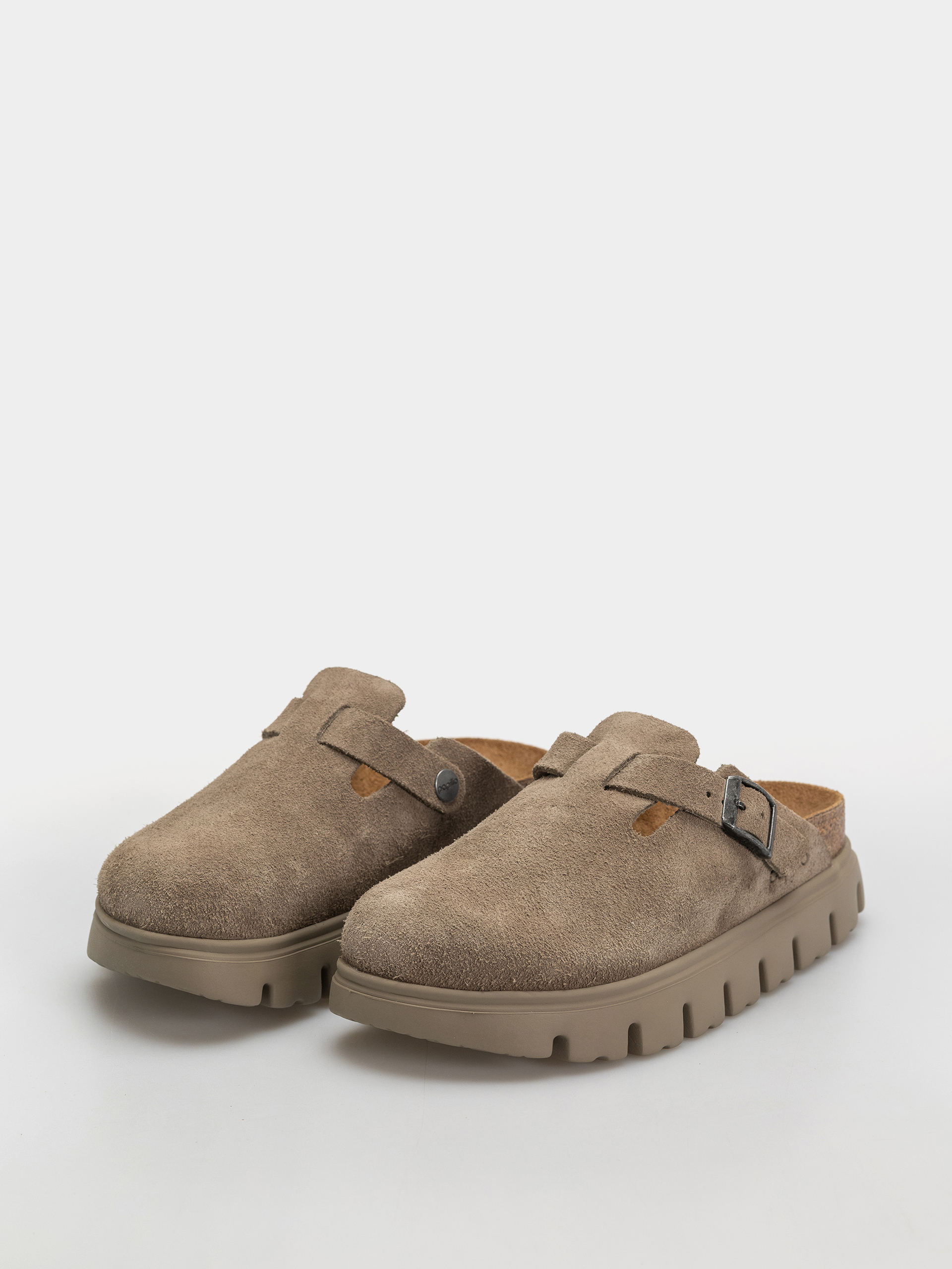 Șlapi Birkenstock Boston Chunky Suede Leather Narrow Wmn (taupe)