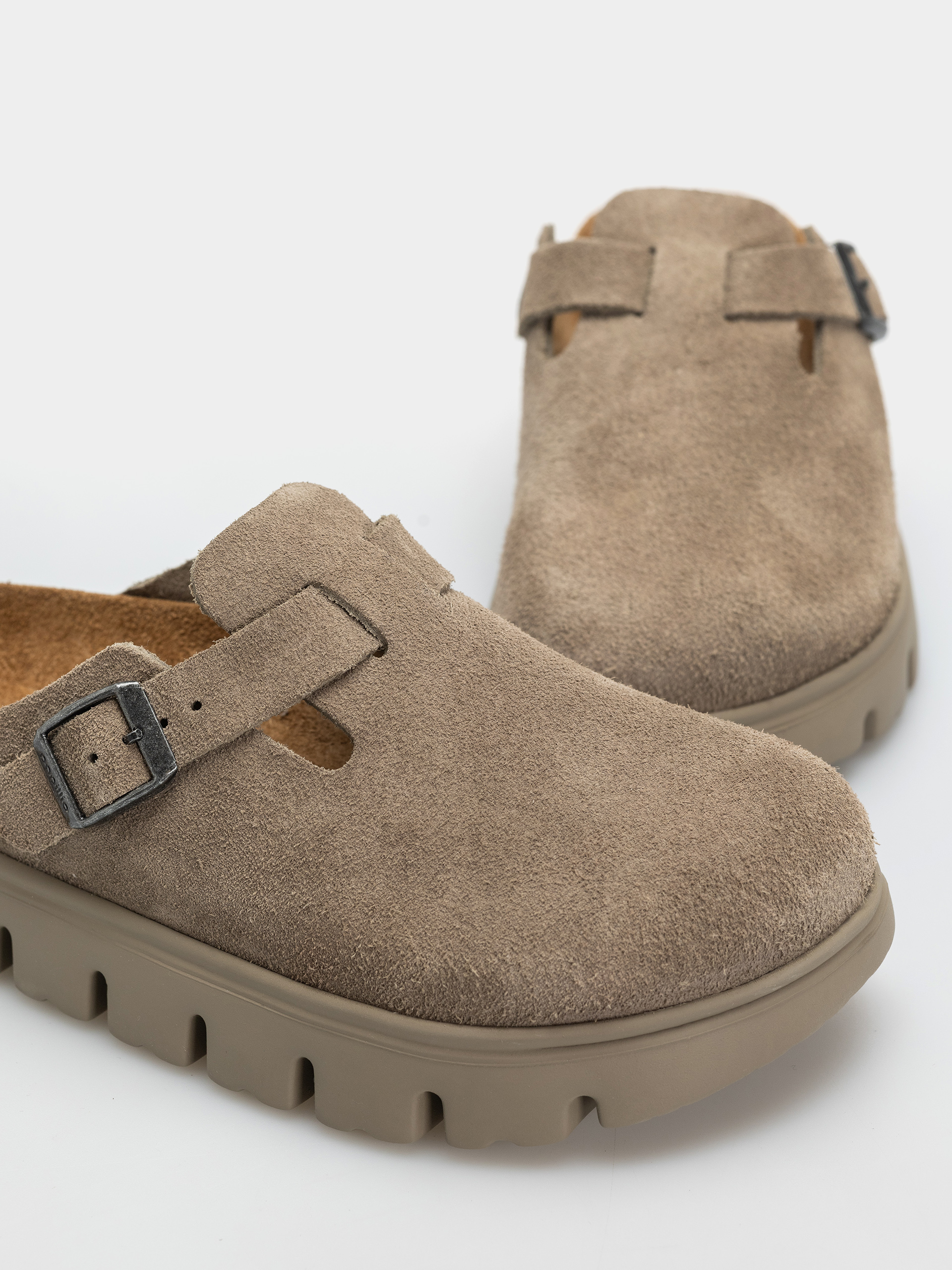 Șlapi Birkenstock Boston Chunky Suede Leather Narrow Wmn (taupe)