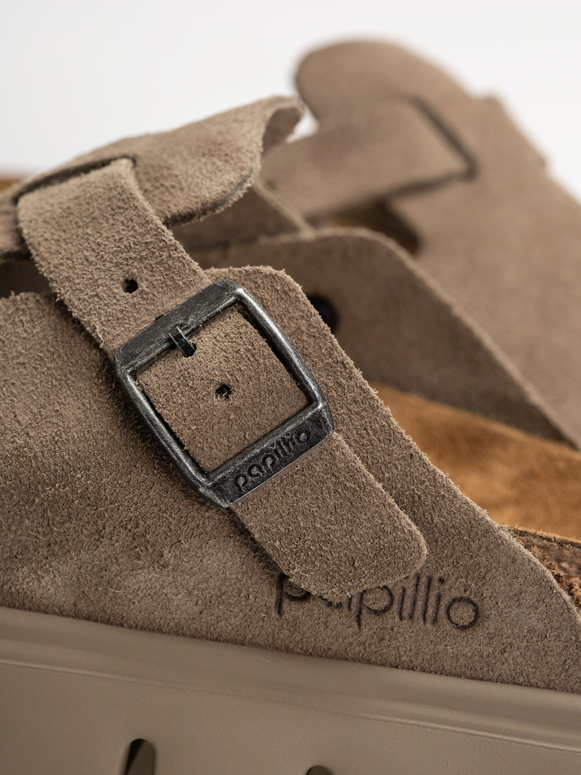 Șlapi Birkenstock Boston Chunky Suede Leather Narrow Wmn (taupe)