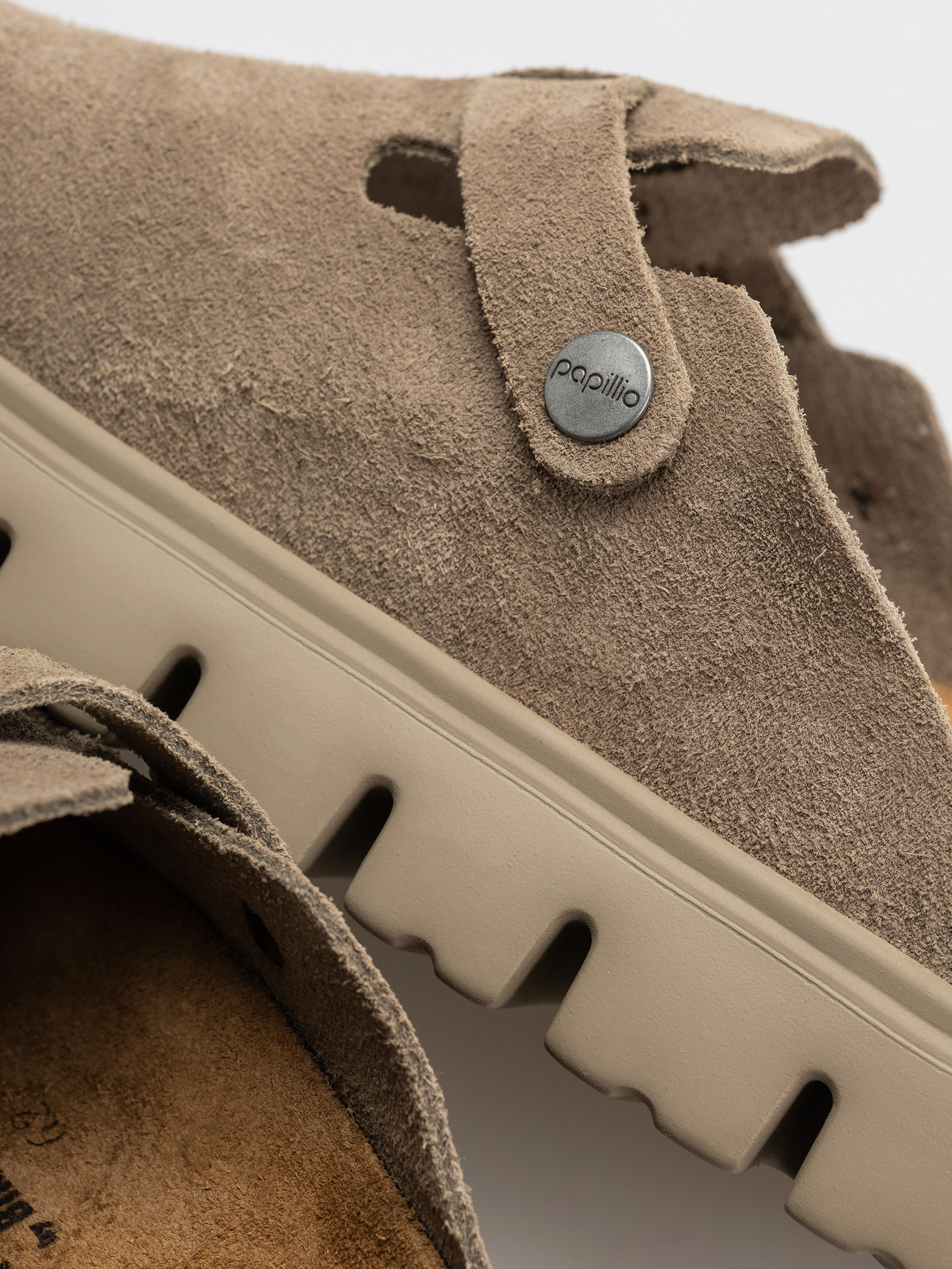 Șlapi Birkenstock Boston Chunky Suede Leather Narrow Wmn (taupe)