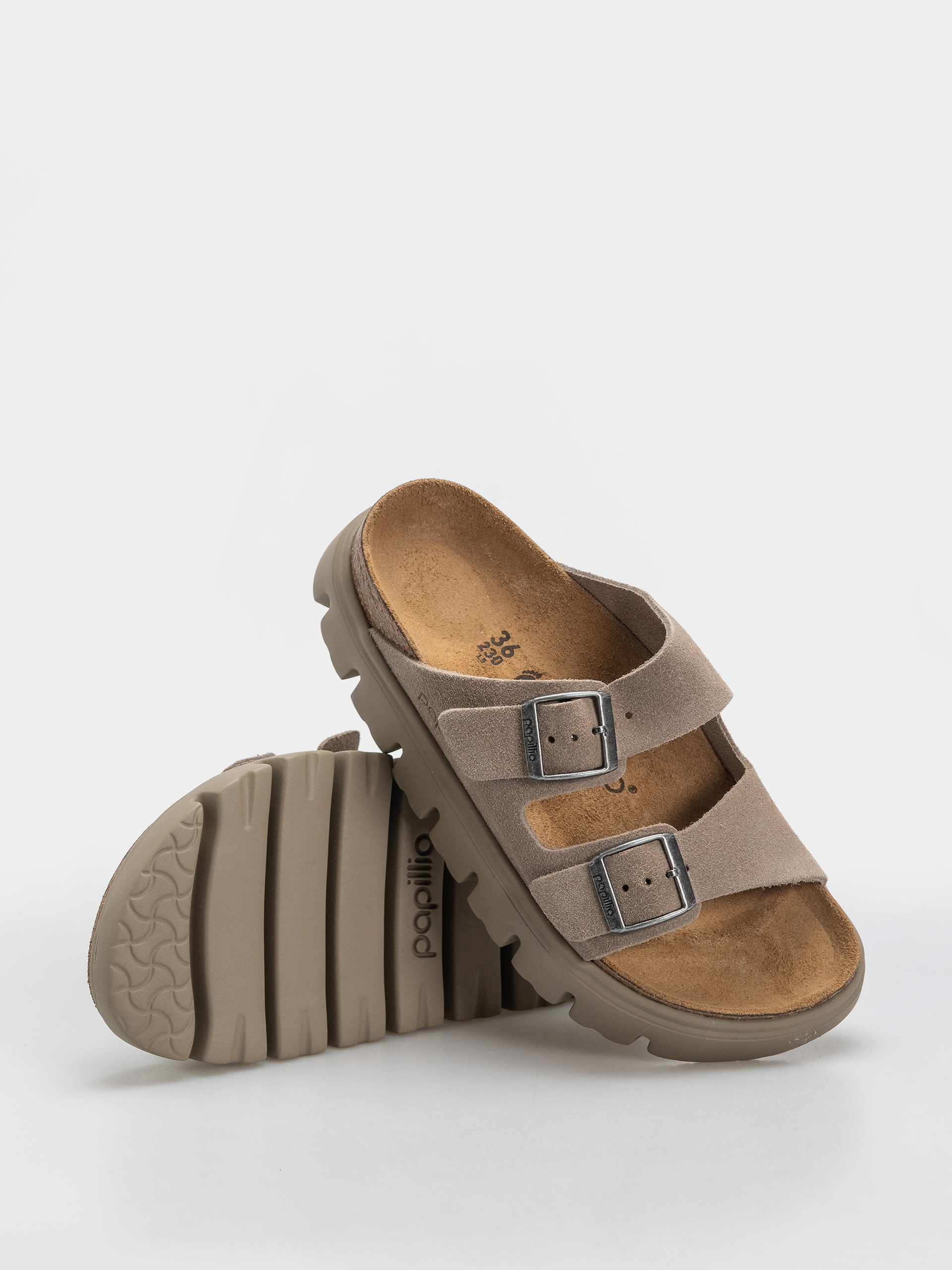 Șlapi Birkenstock Arizona Chunky Suede Leather Narrow Wmn (taupe tonal)