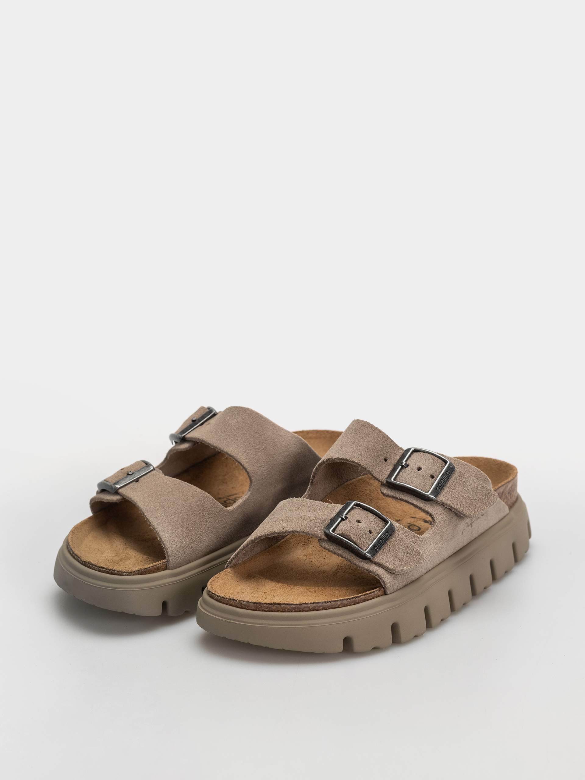 Șlapi Birkenstock Arizona Chunky Suede Leather Narrow Wmn (taupe tonal)