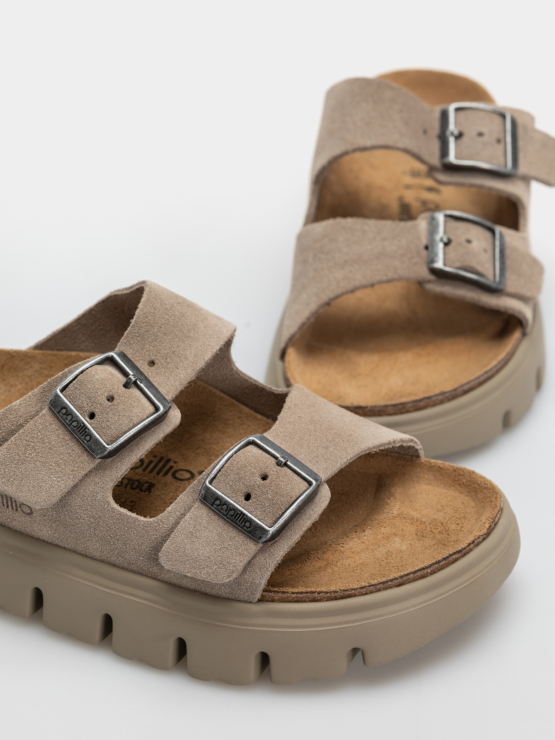 Șlapi Birkenstock Arizona Chunky Suede Leather Narrow Wmn (taupe tonal)