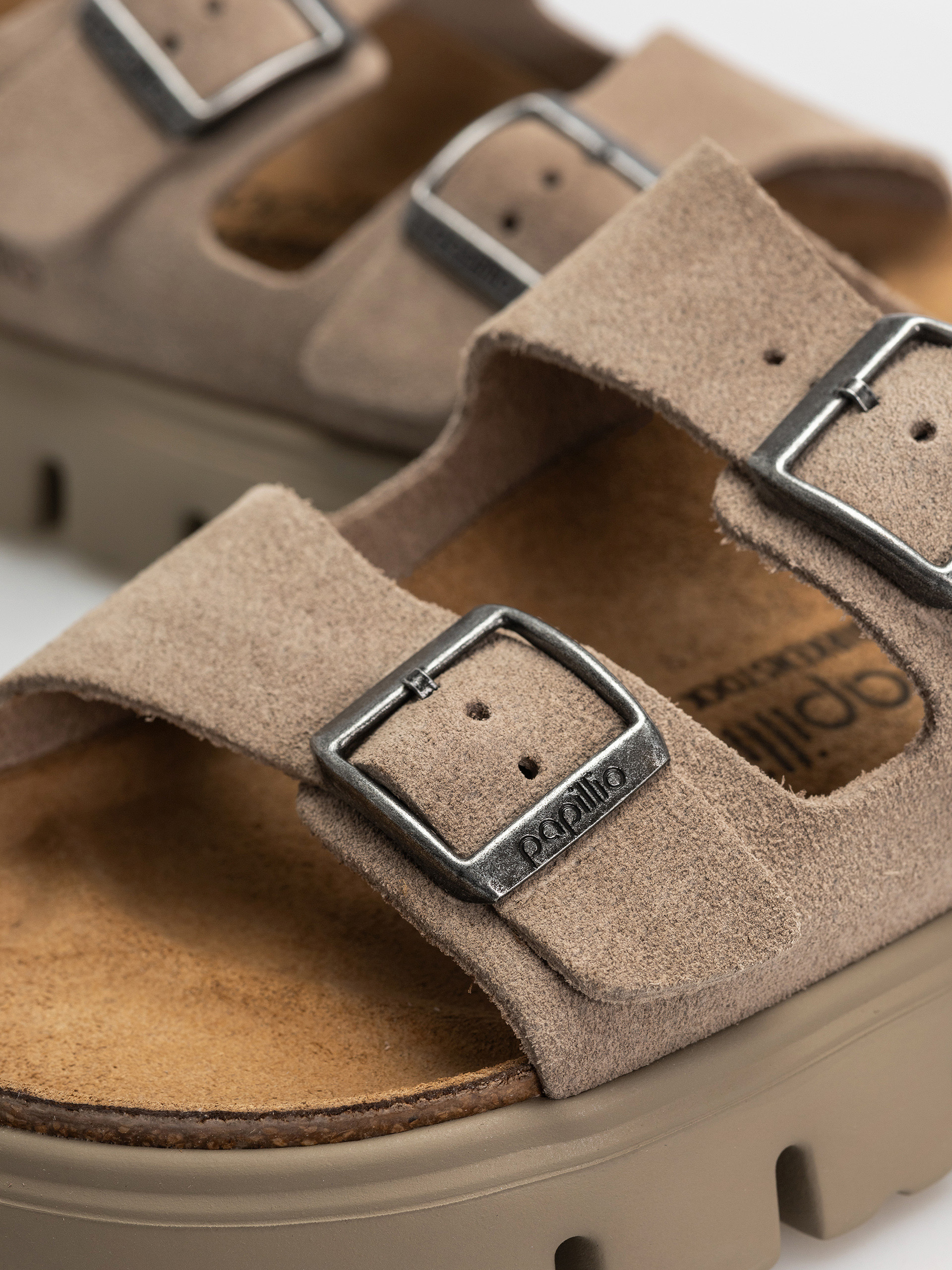 Șlapi Birkenstock Arizona Chunky Suede Leather Narrow Wmn (taupe tonal)