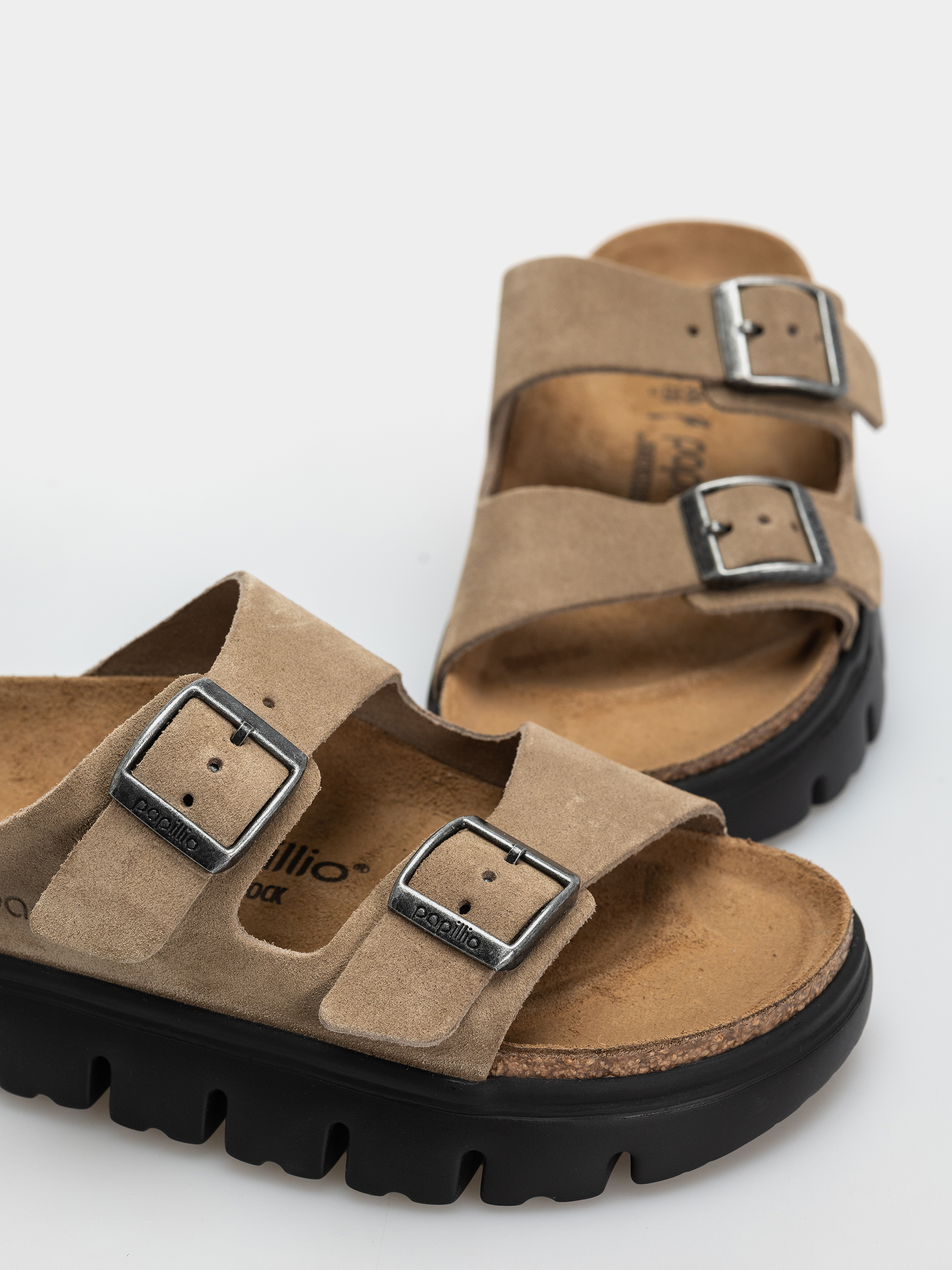 Șlapi Birkenstock Arizona Chunky Suede Leather Narrow Wmn (gray taupe)