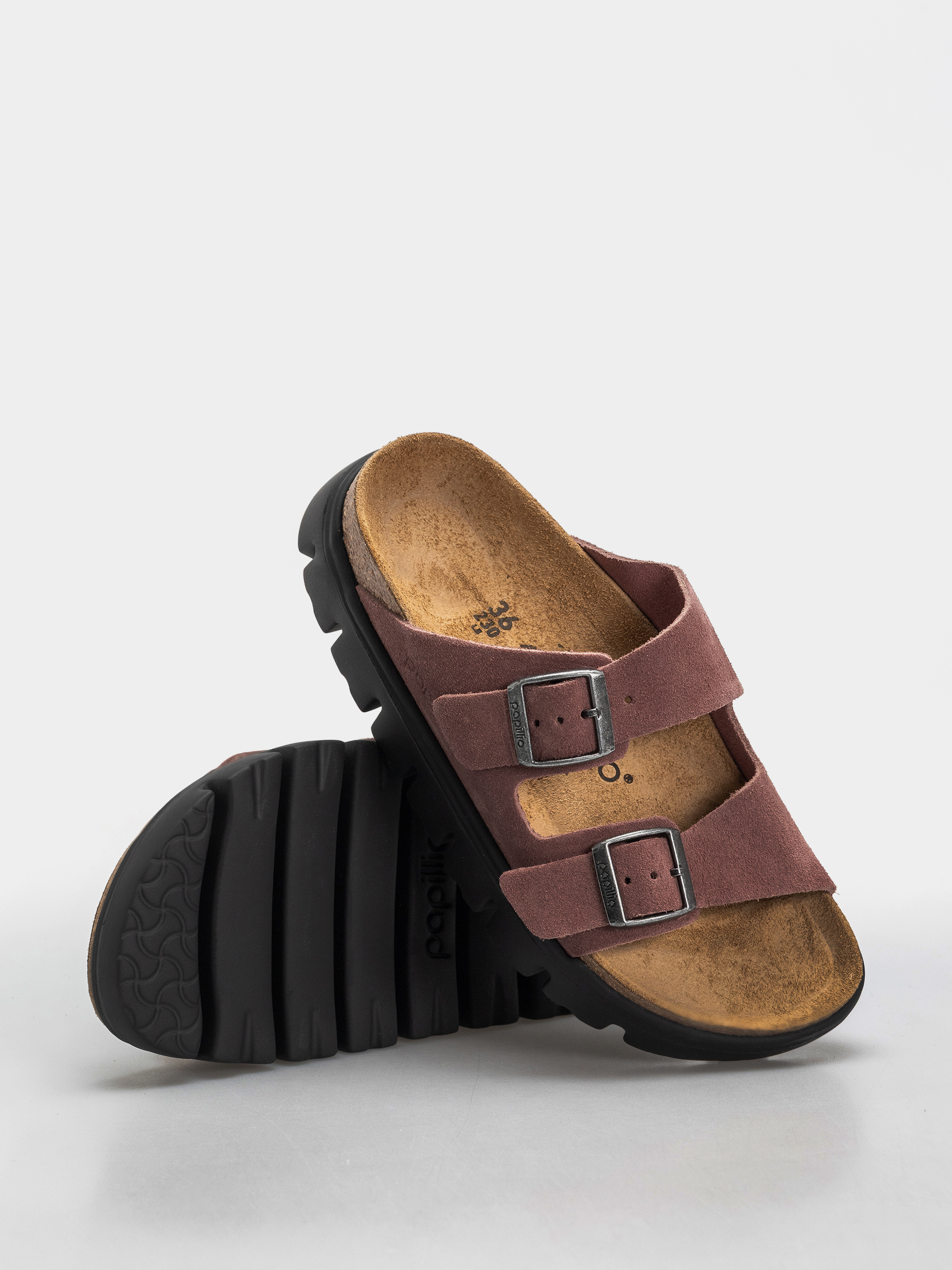 Șlapi Birkenstock Arizona Chunky Suede Leather Narrow Wmn (pepper)