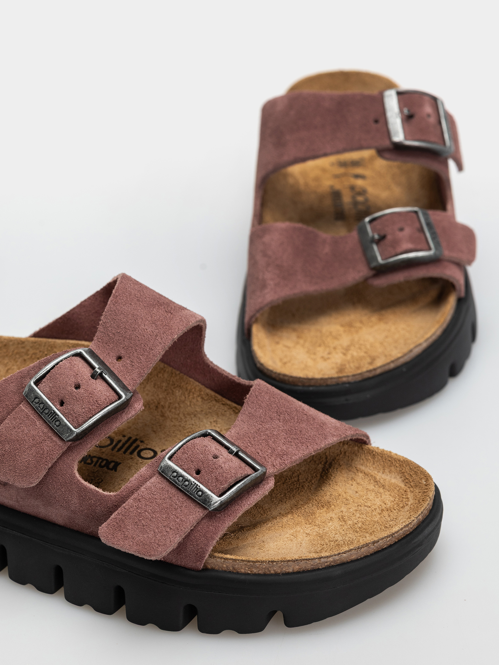 Șlapi Birkenstock Arizona Chunky Suede Leather Narrow Wmn (pepper)