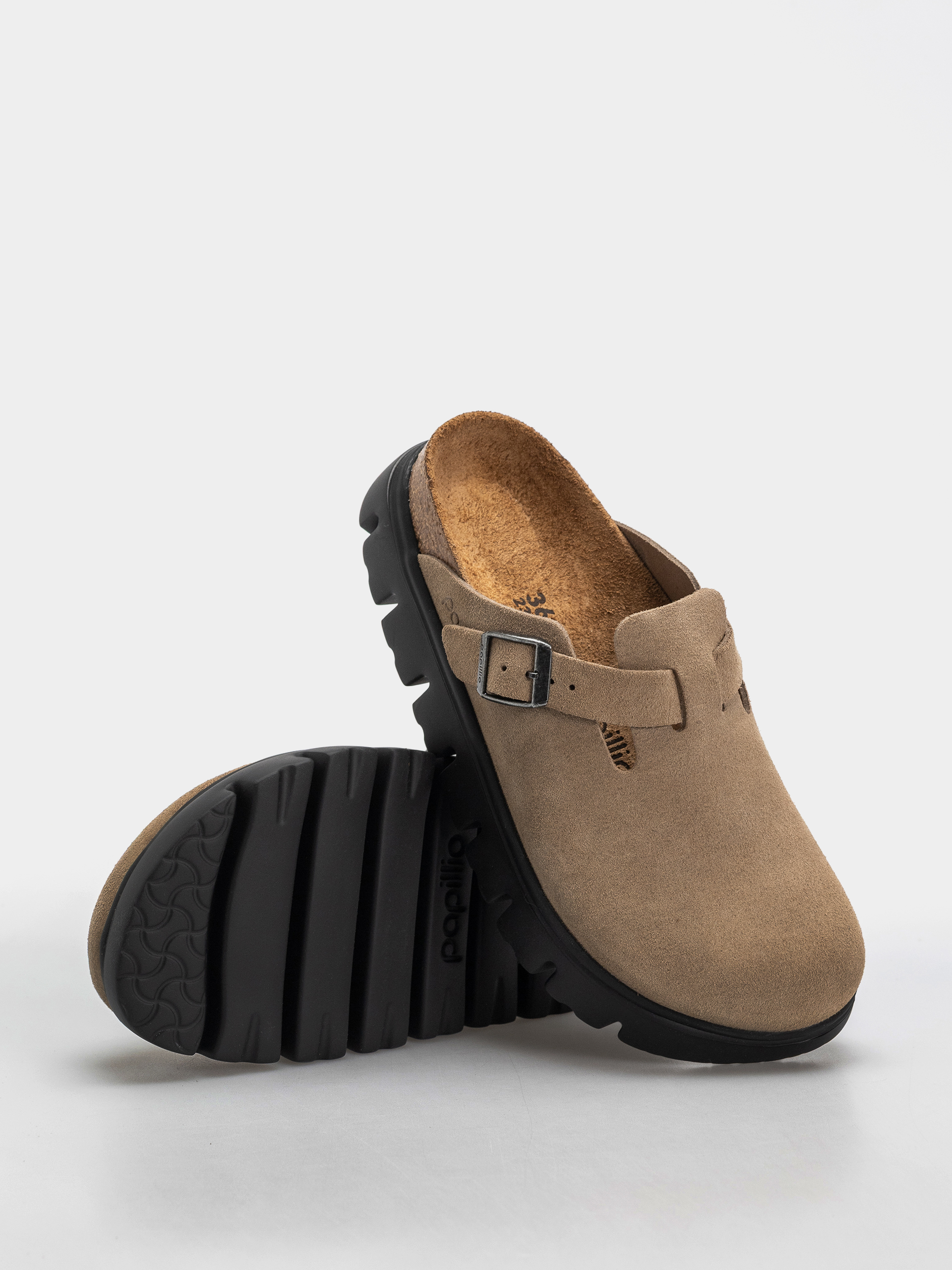 Șlapi Birkenstock Boston Chunky Suede Leather Narrow Wmn (gray taupe)