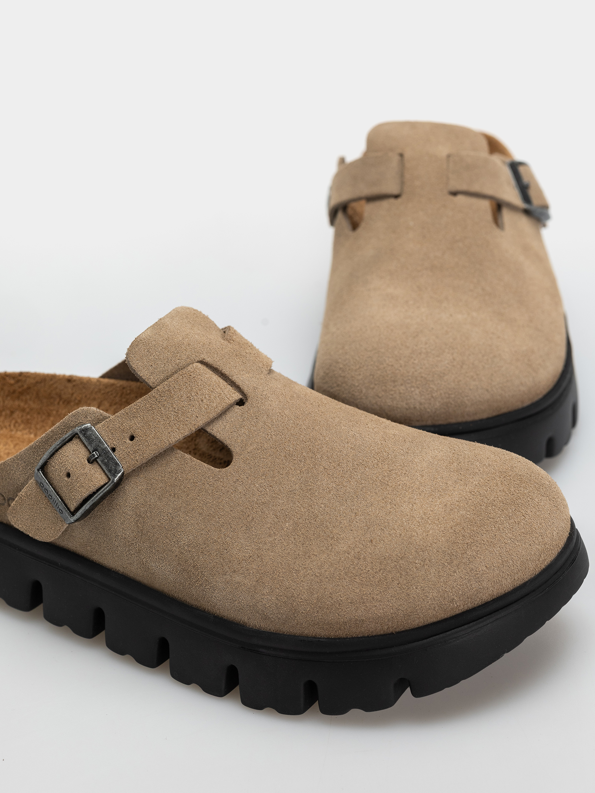 Șlapi Birkenstock Boston Chunky Suede Leather Narrow Wmn (gray taupe)