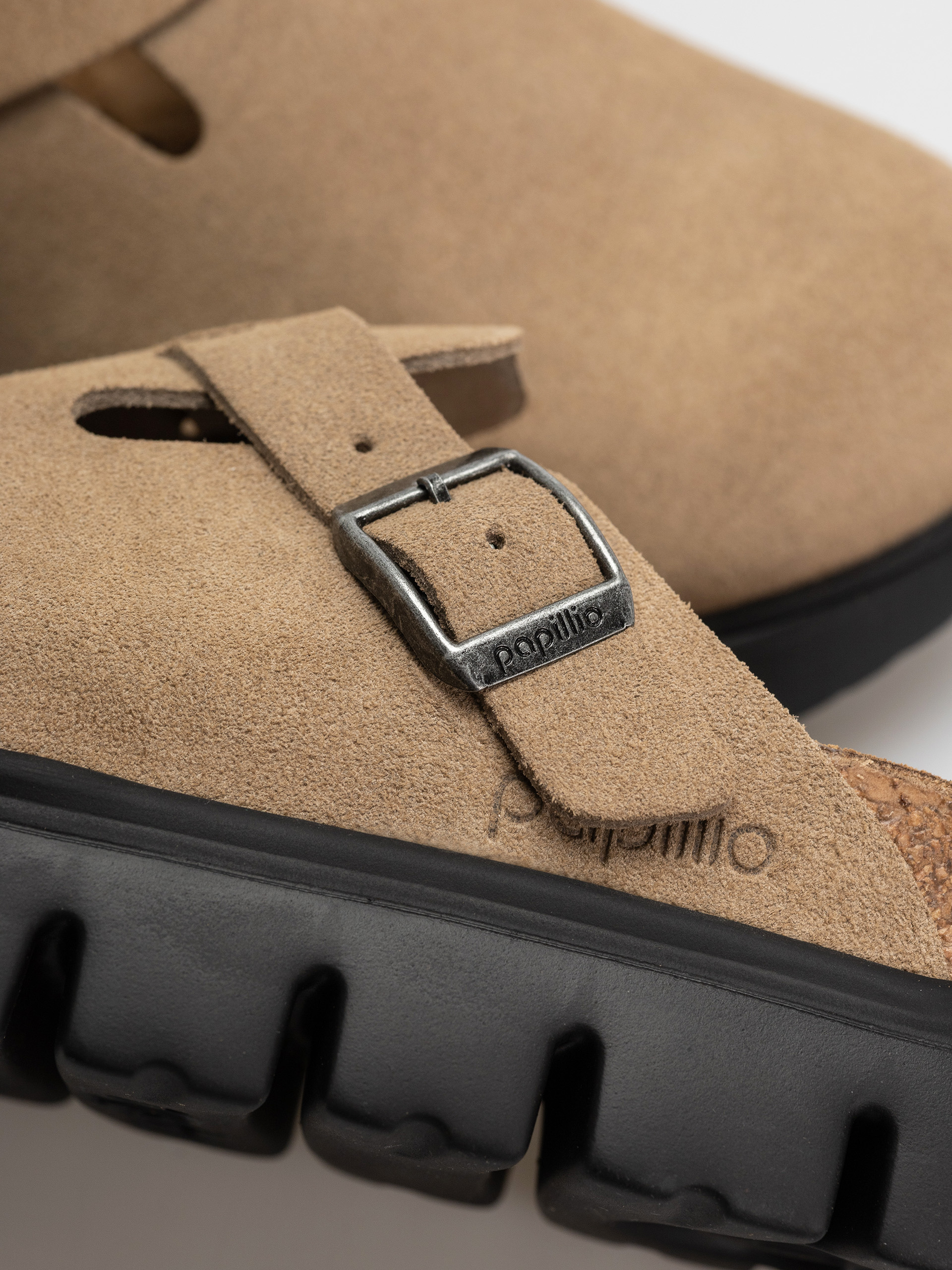 Șlapi Birkenstock Boston Chunky Suede Leather Narrow Wmn (gray taupe)