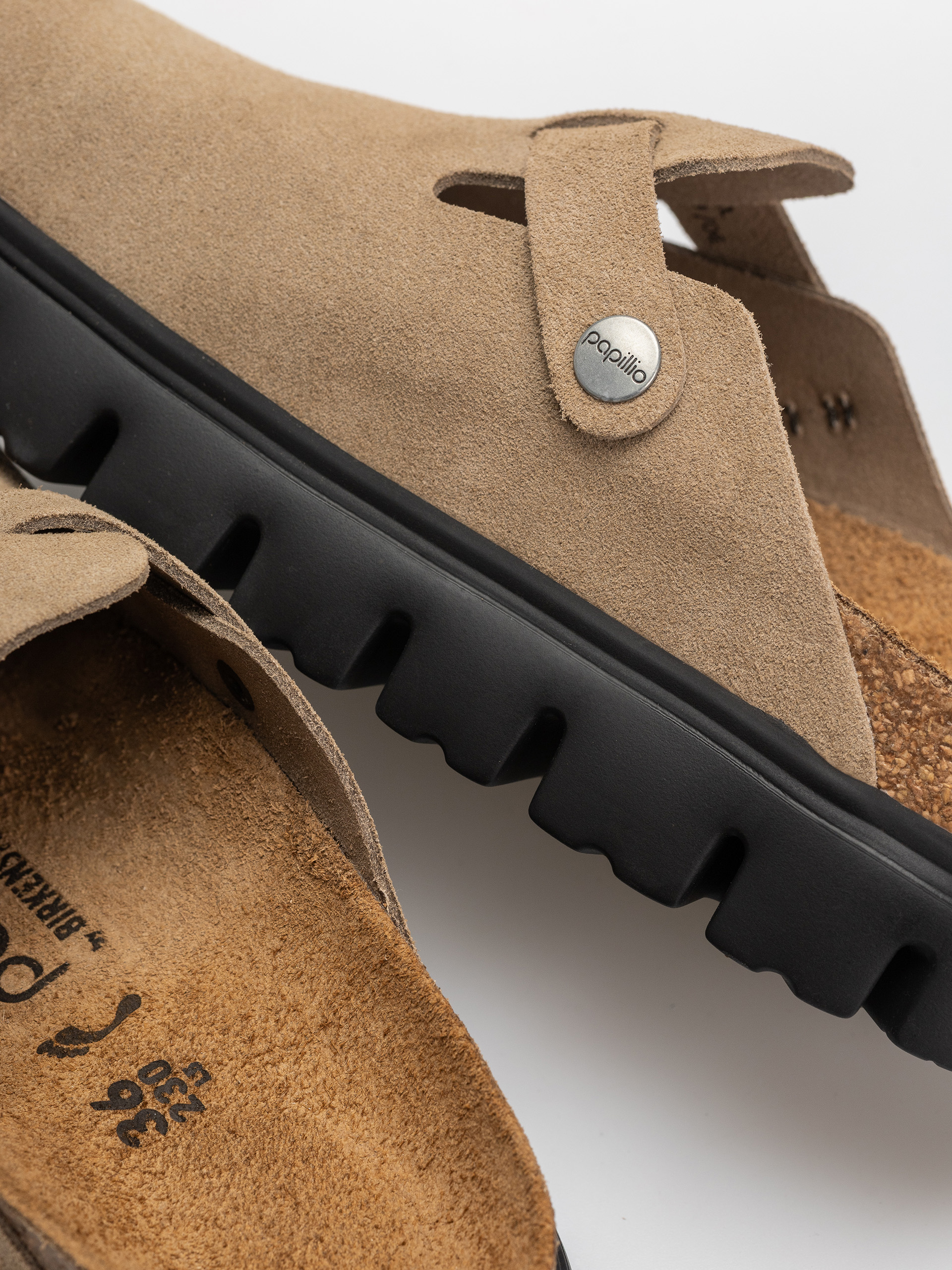 Șlapi Birkenstock Boston Chunky Suede Leather Narrow Wmn (gray taupe)