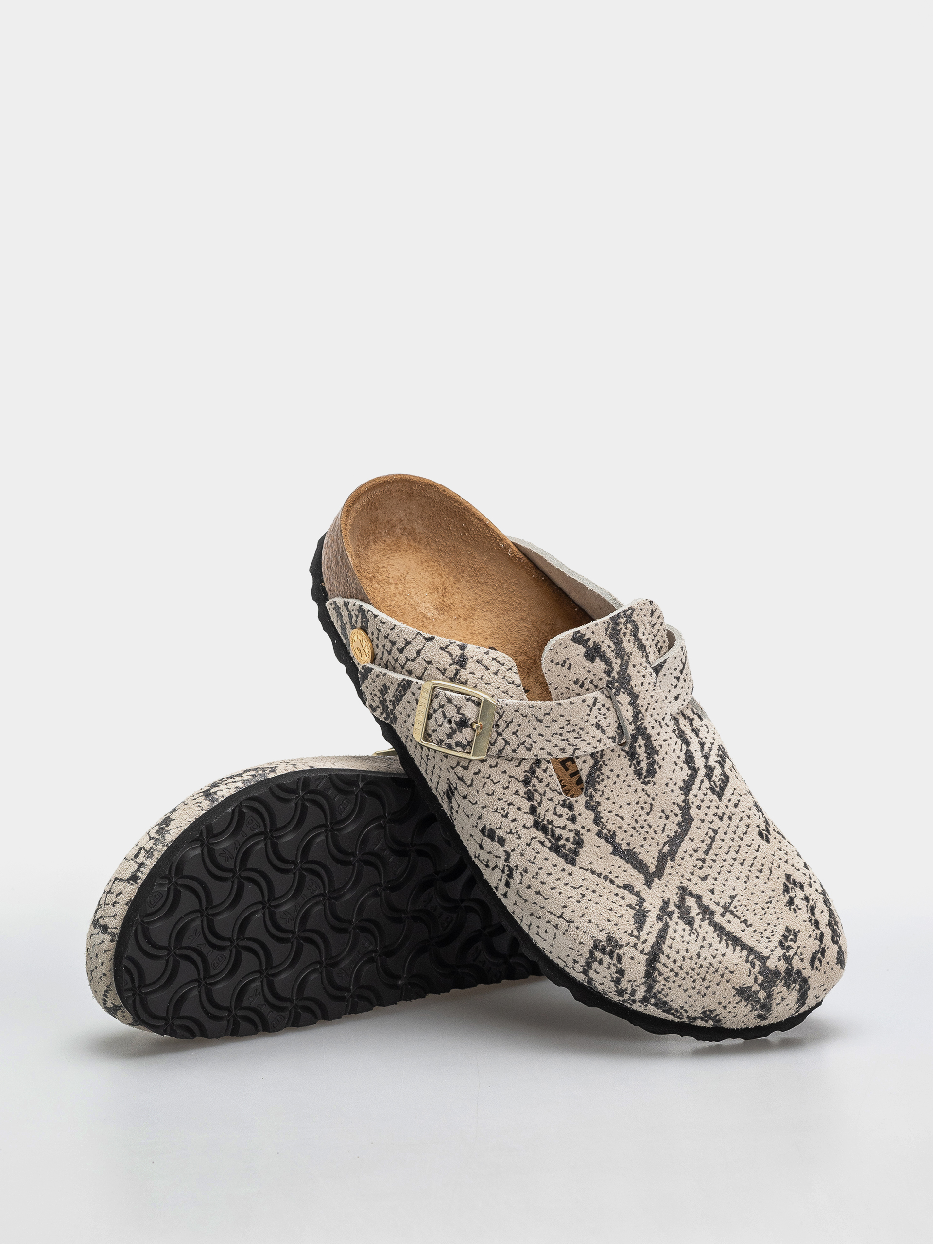 Șlapi Birkenstock Boston Rivet Logo Suede Leather Narrow Wmn (snake oyster)