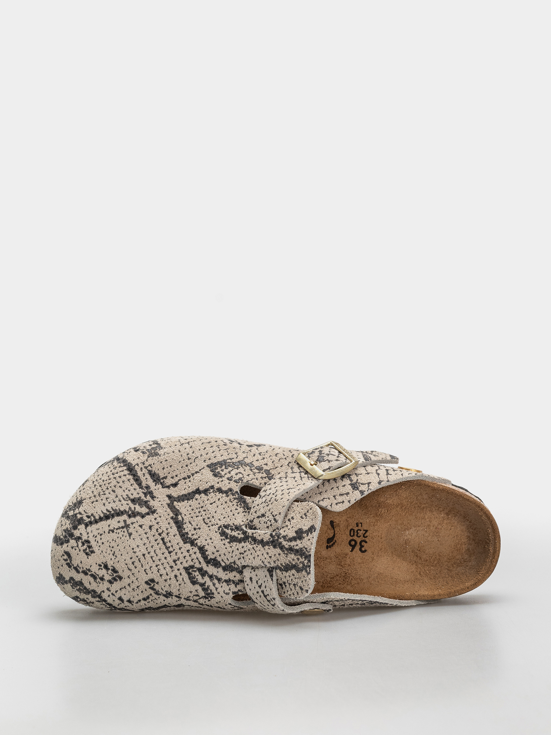 Șlapi Birkenstock Boston Rivet Logo Suede Leather Narrow Wmn (snake oyster)