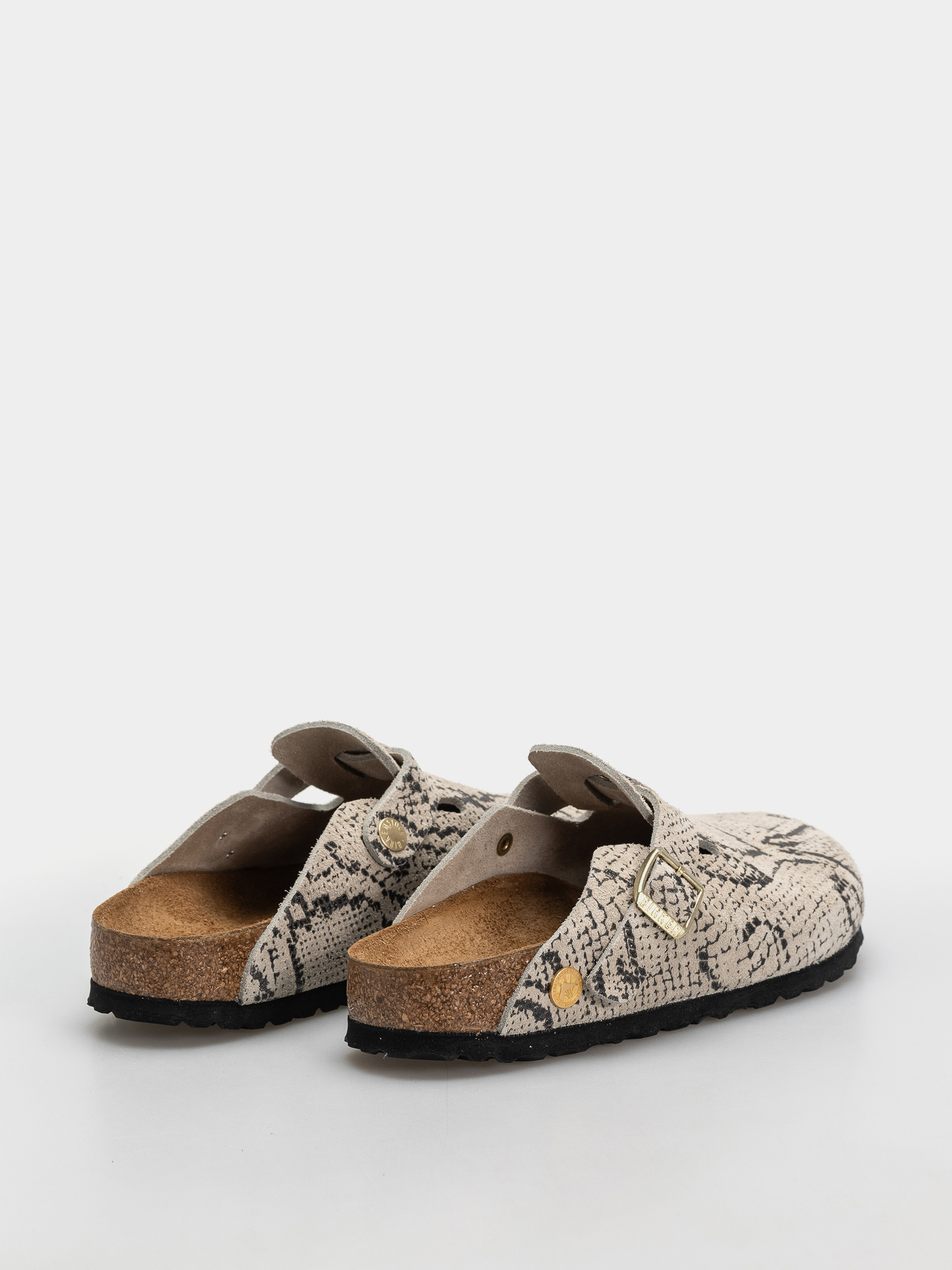 Șlapi Birkenstock Boston Rivet Logo Suede Leather Narrow Wmn (snake oyster)